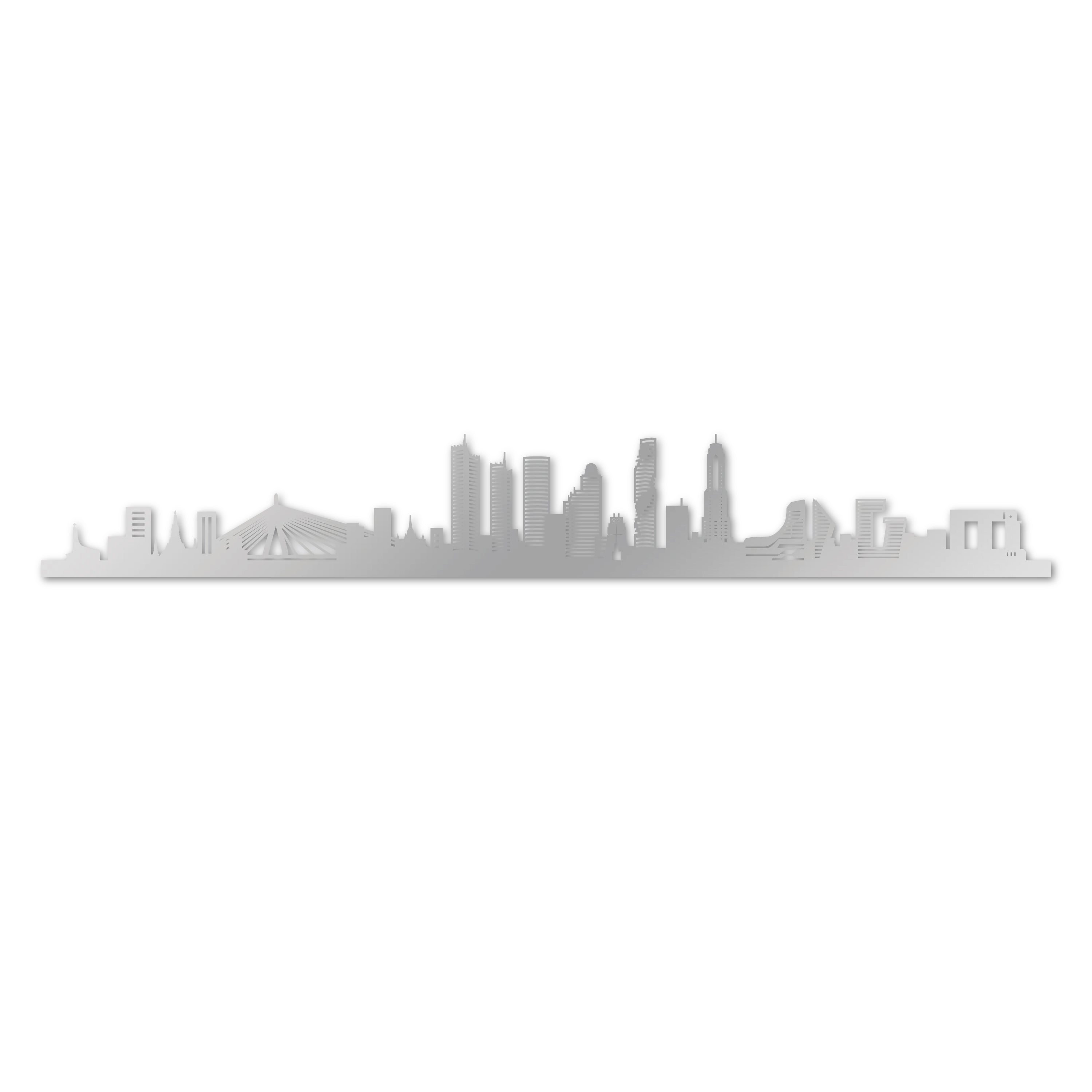 Skyline laser-cut in reclycled acrylic on Seating Room's Wall