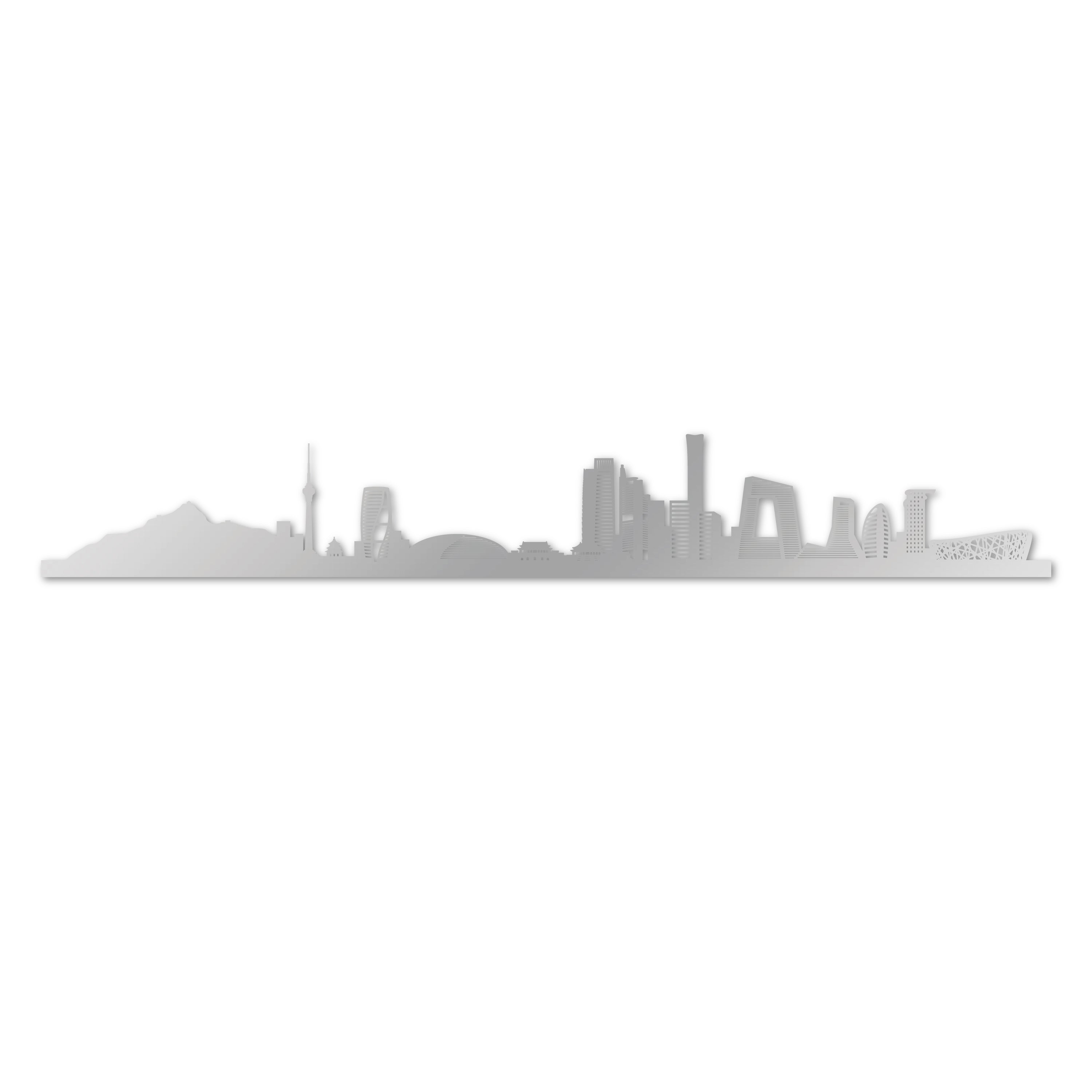 Skyline laser-cut in reclycled acrylic on Seating Room's Wall