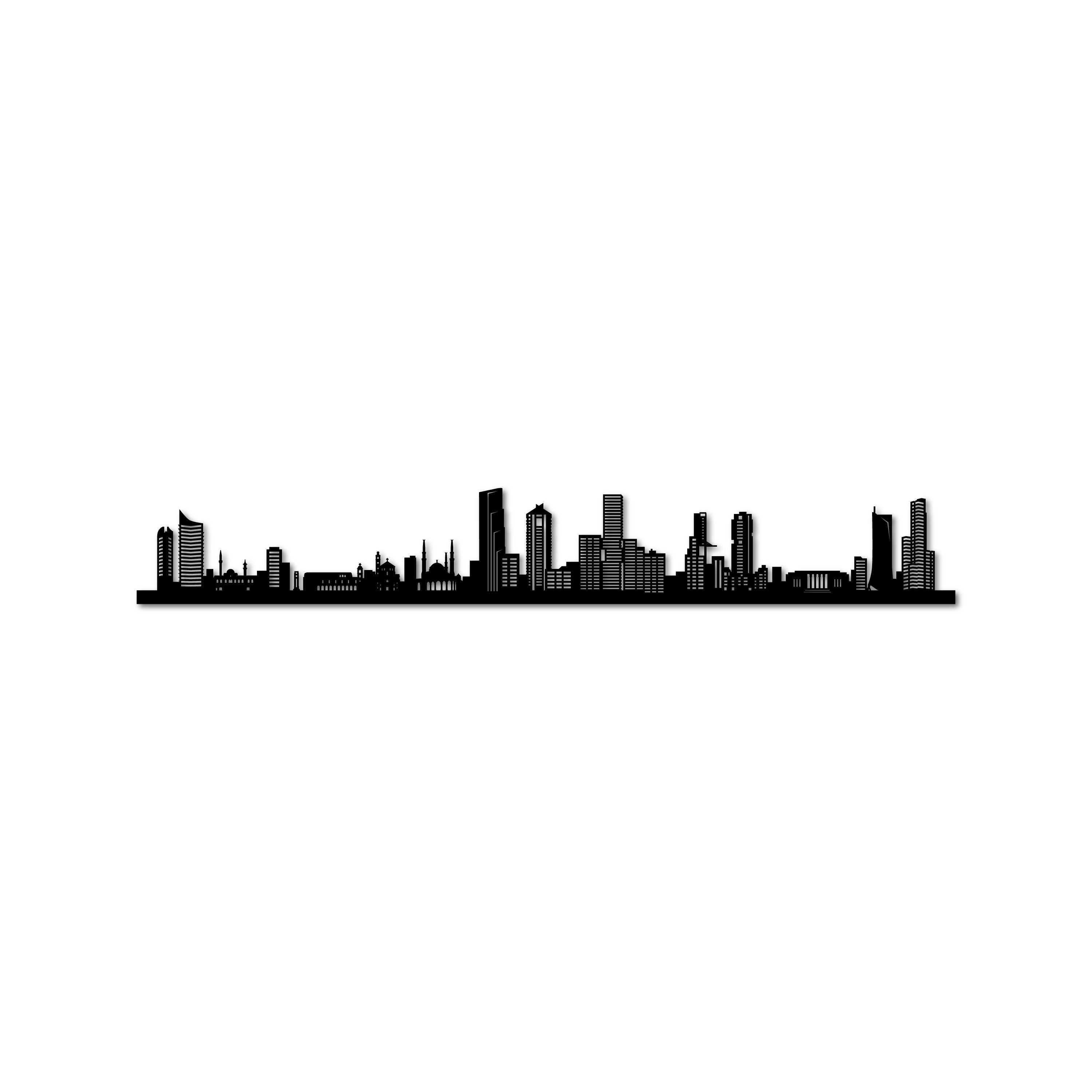 Belfast Skyline, Laser-cut in Matte Black Acrylic, on a White Background