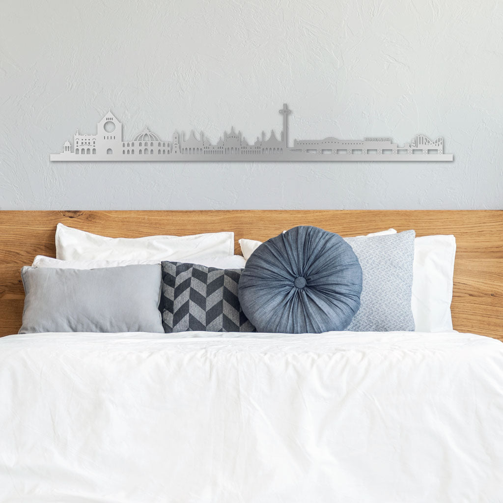 Brighton and Hove Skyline laser-cut in Silver reclycled acrylic on Seating Room's Wall