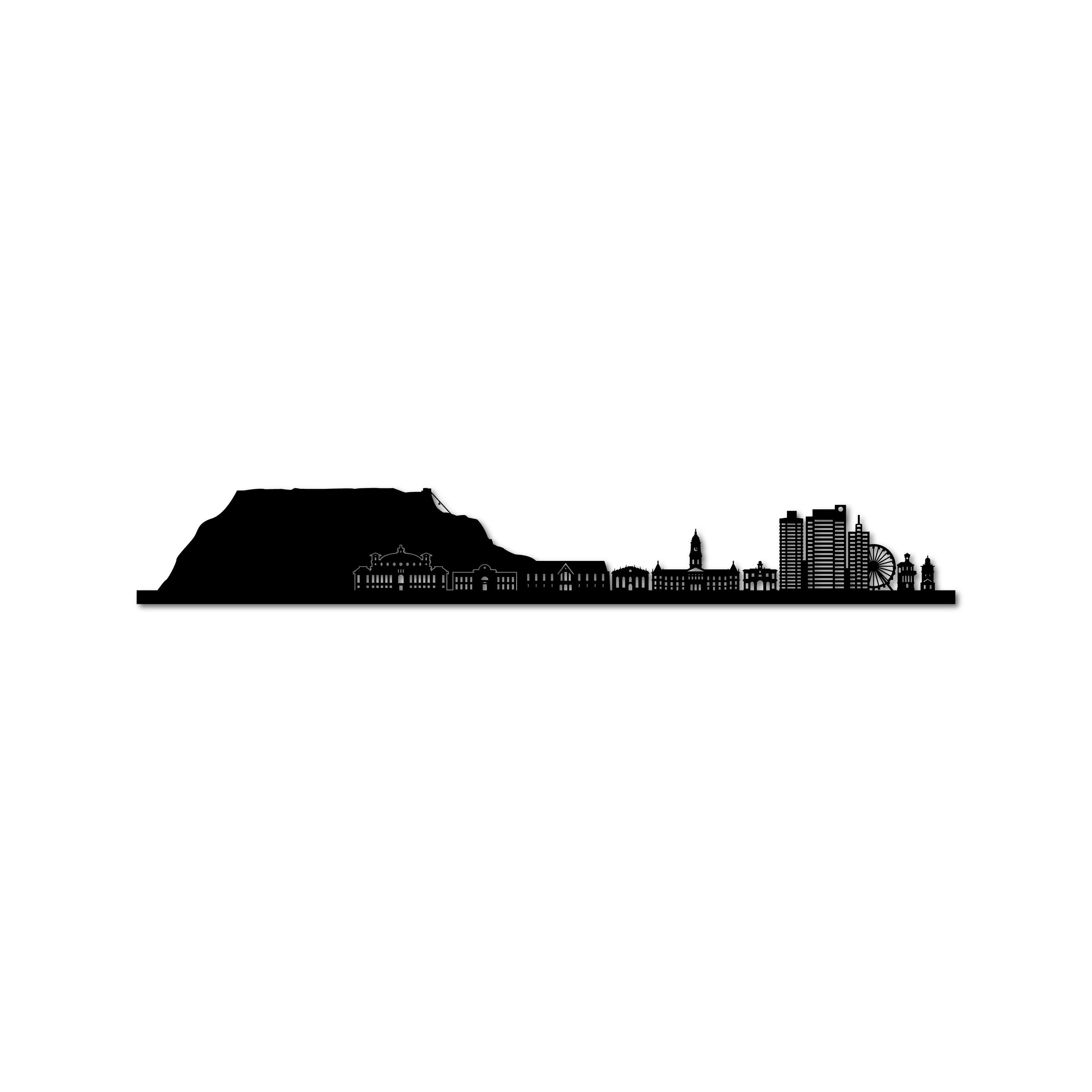 Cape Town Skyline, Laser-cut in Matte Black Acrylic, on a White Background
