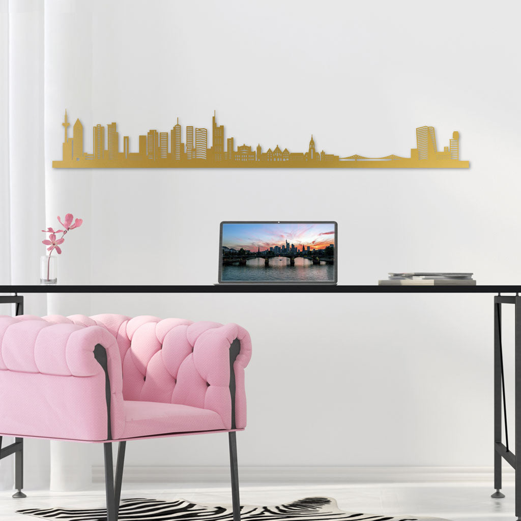 Frankfurt Skyline Gold By Siluet In Office With Pink Chair