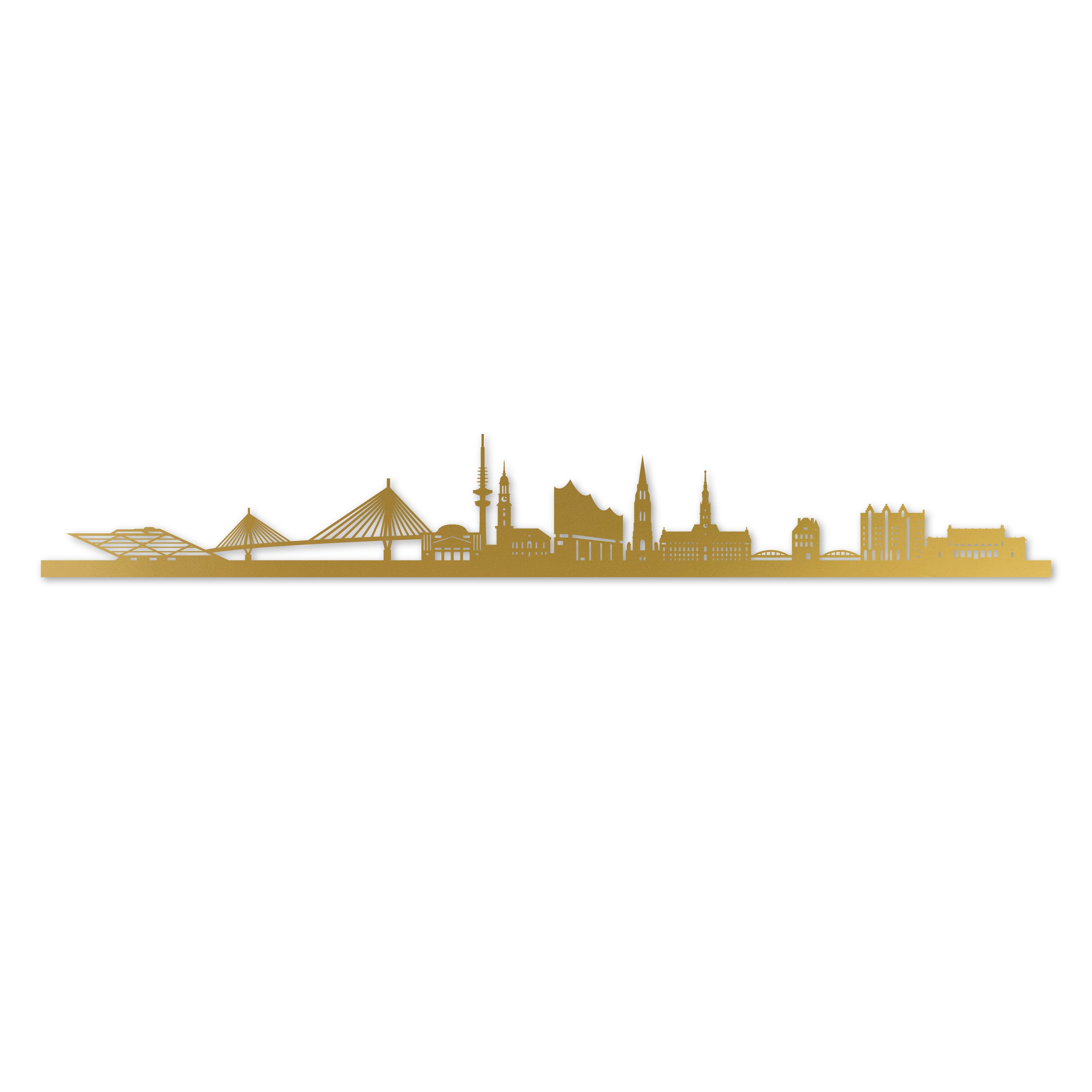 Hamburg Skyline Laser Cut In Recycled Gold Acrylic