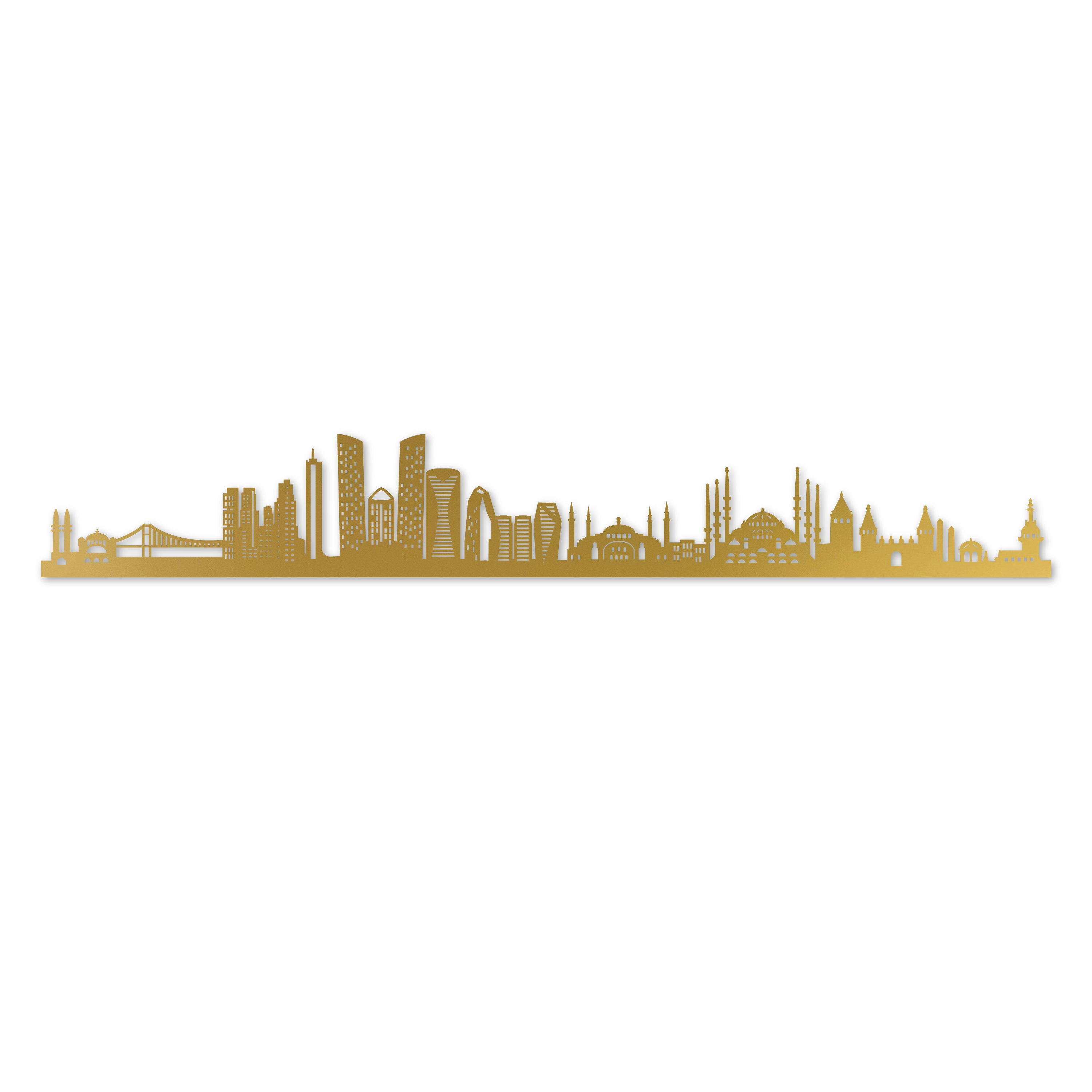 Istanbul Skyline Laser Cut In Recycled Gold Acrylic