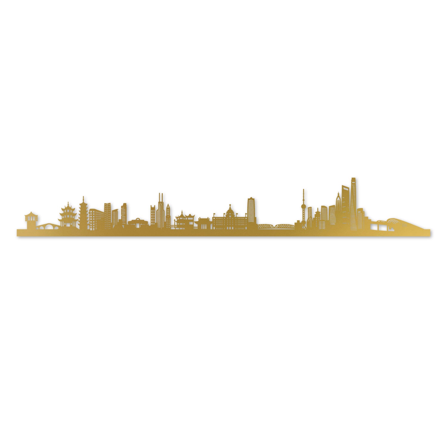 Shanghai Skyline Laser Cut In Recycled Gold Acrylic