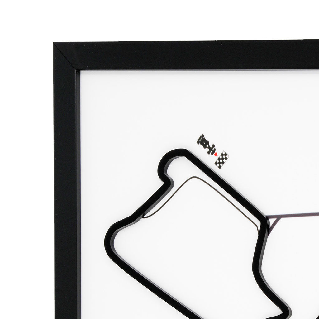 British Grand Prix wall art by Siluet light theme print with black frame close-up on a white wall background