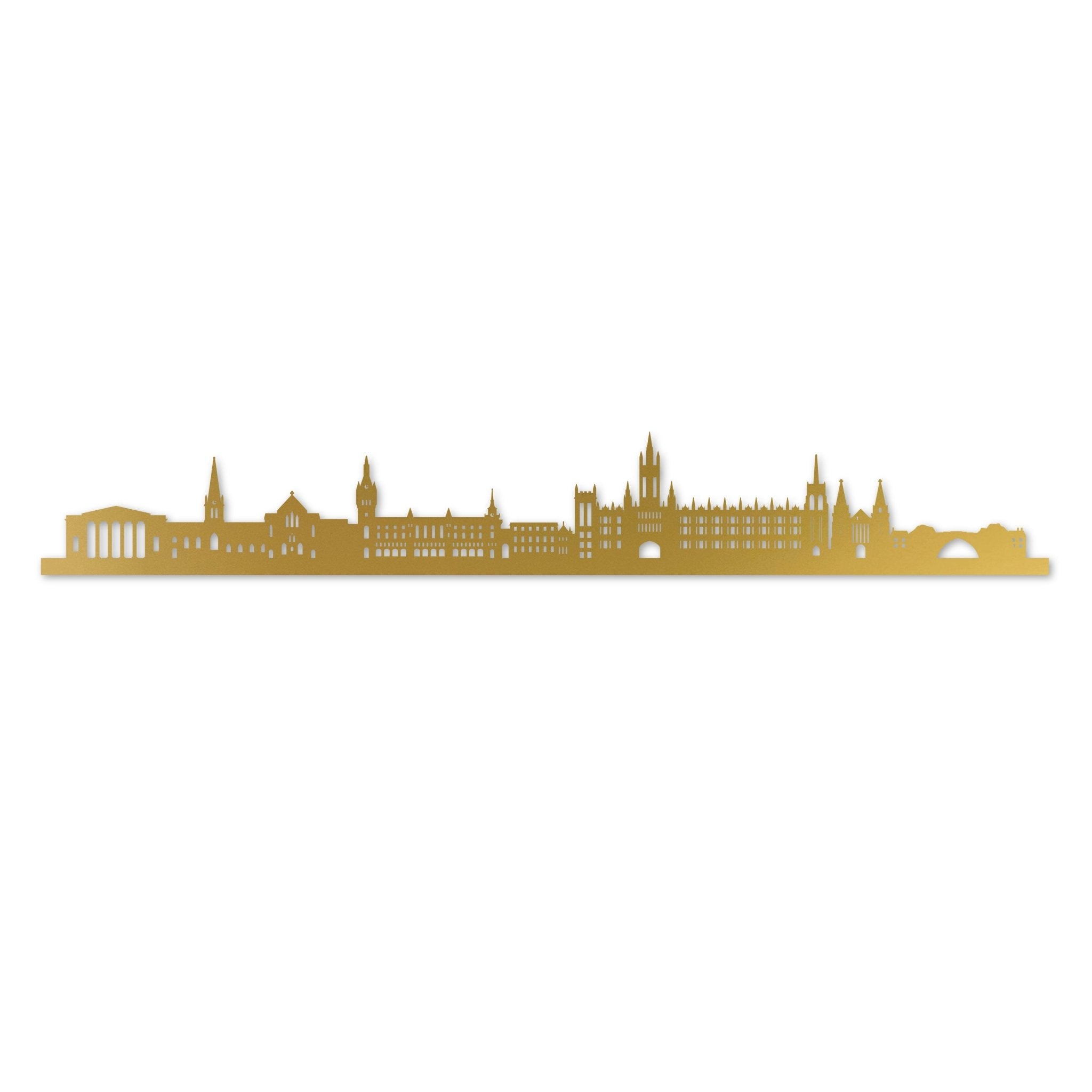 Aberdeen Skyline, Laser-cut in Gold Acrylic, on a White Background