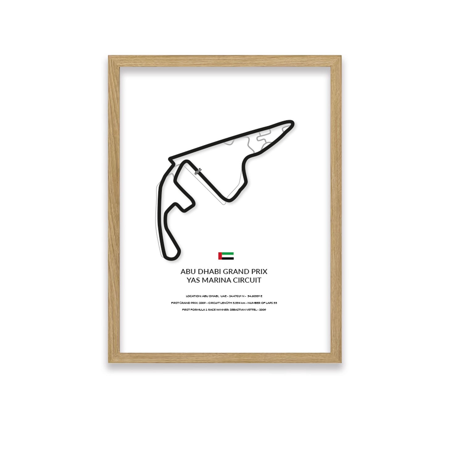 Abu Dhabi Grand Prix - Yas Island - Siluet City SilhouettesWall artGPAUH3040LOGPAUH3040LOOak Effect Frame