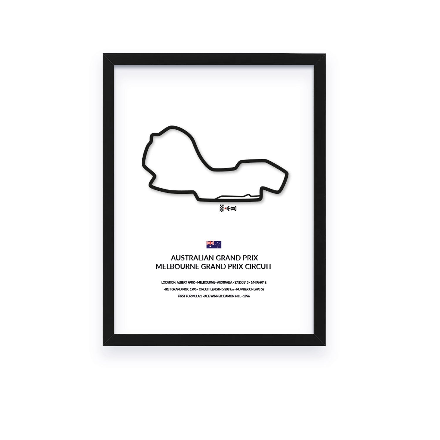 Australia Grand Prix - Melbourne - Siluet City SilhouettesWall artGPMEL3040LBGPMEL3040LBBlack Frame