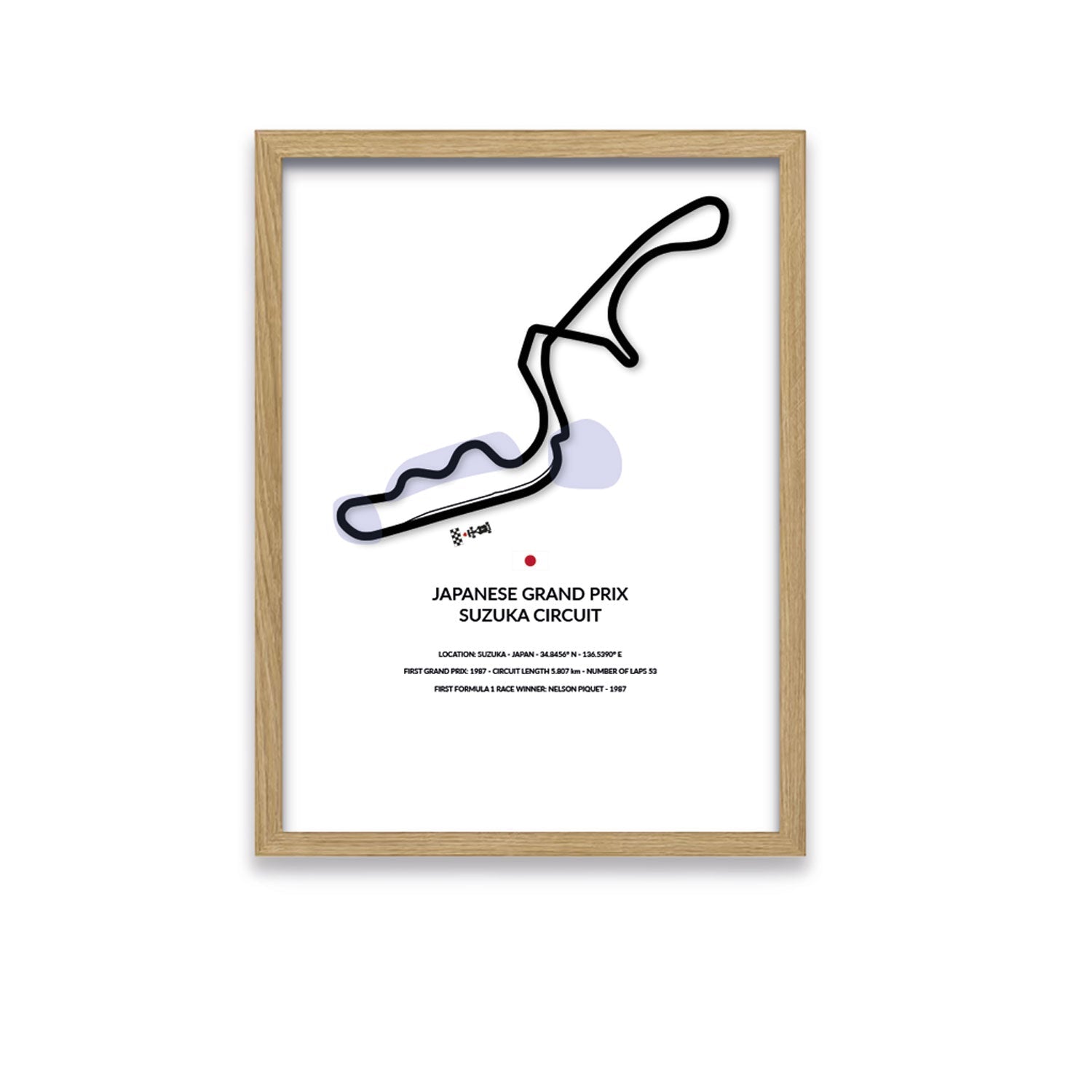 Japanese Grand Prix - Suzuka - Siluet City SilhouettesWall artGPNGO3040LOGPNGO3040LOOak Effect Frame
