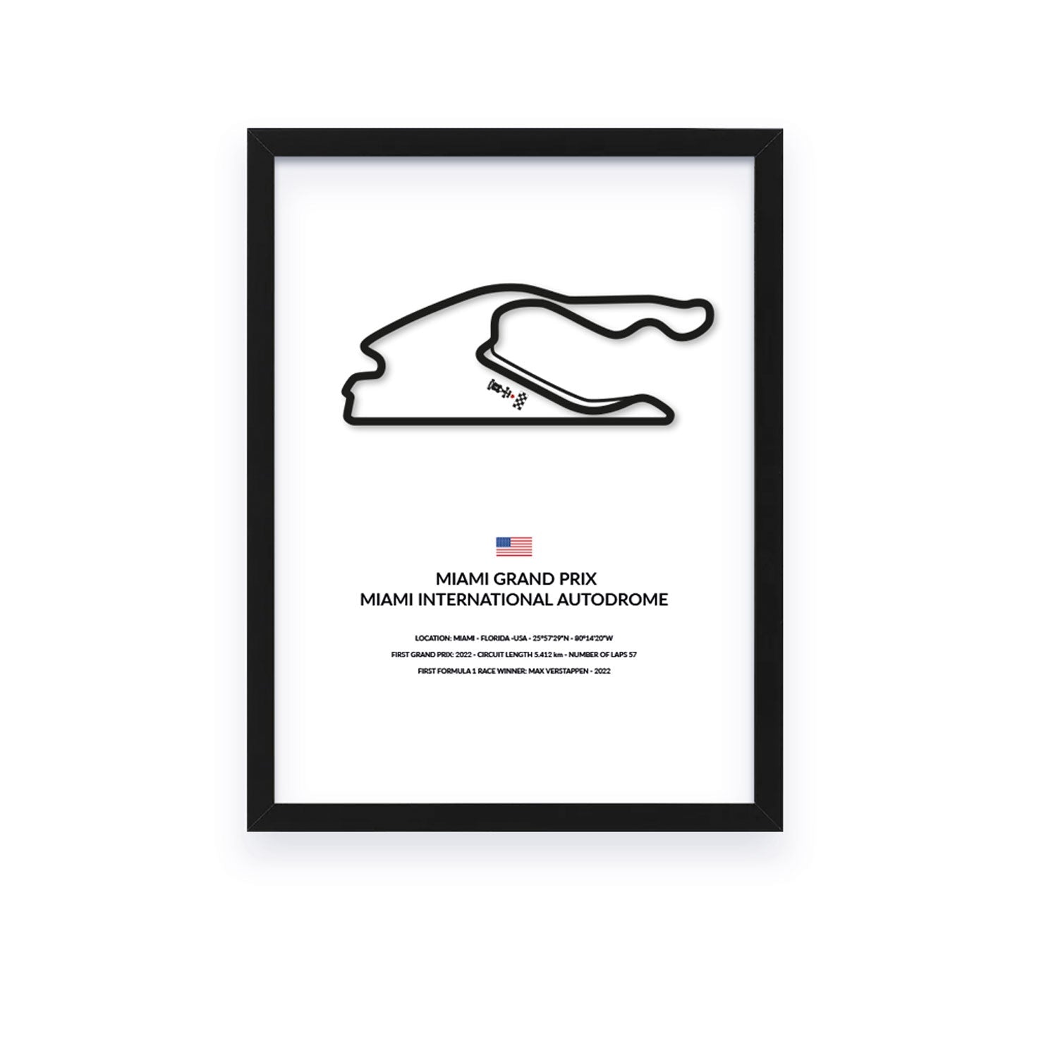 Miami Grand Prix - Miami - Siluet City SilhouettesWall artGPMIA3040LBGPMIA3040LBBlack Frame