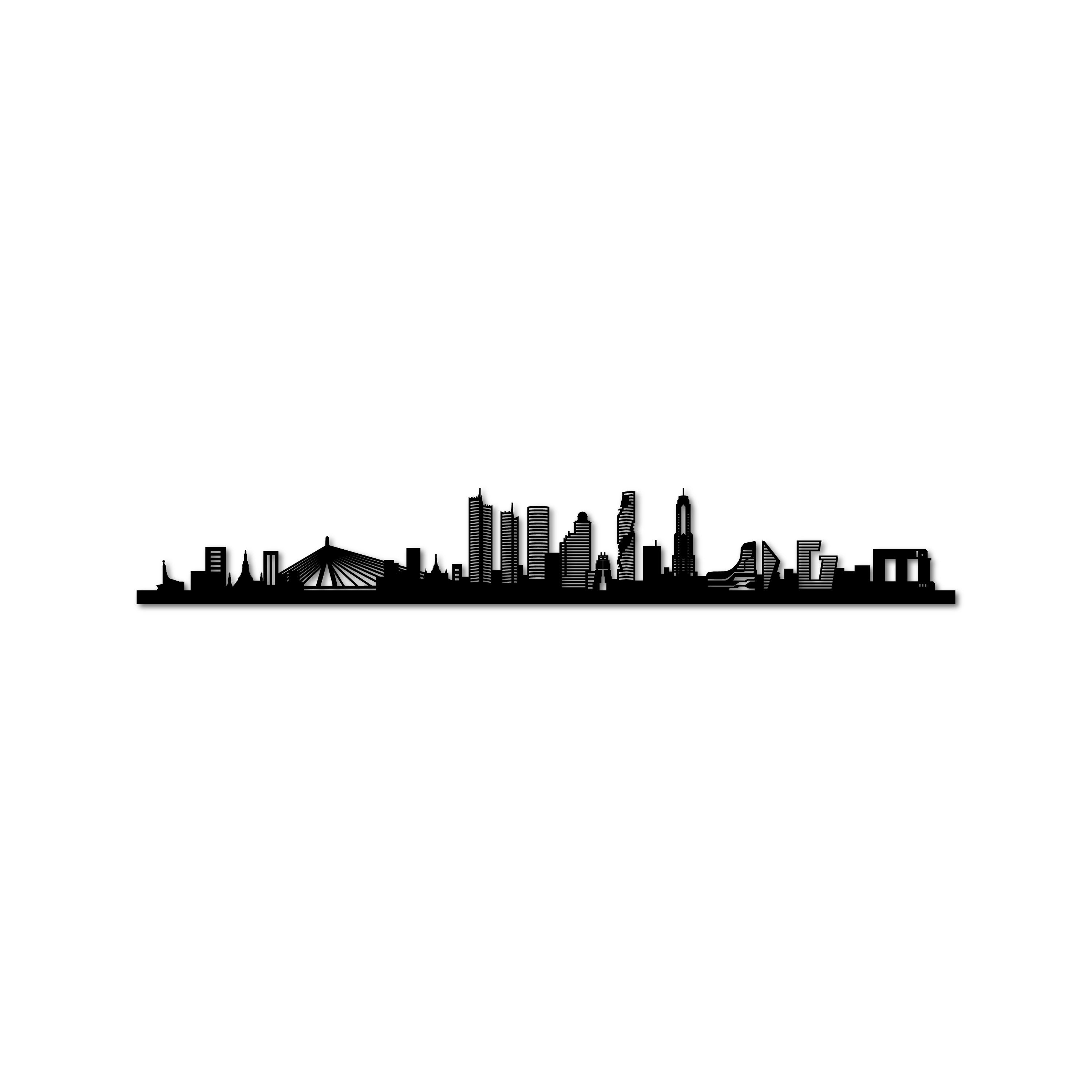 Bangkok Skyline, Laser-cut in Matte Black Acrylic, on a White Background