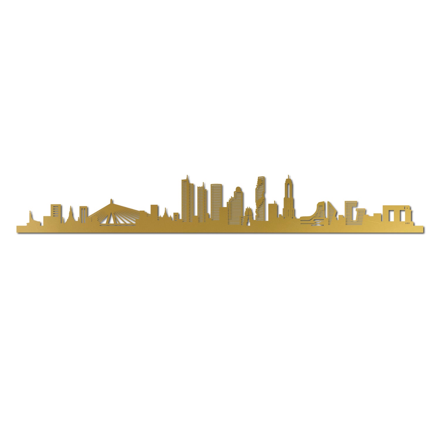 Bangkok Skyline Laser Cut In Recycled Gold Acrylic