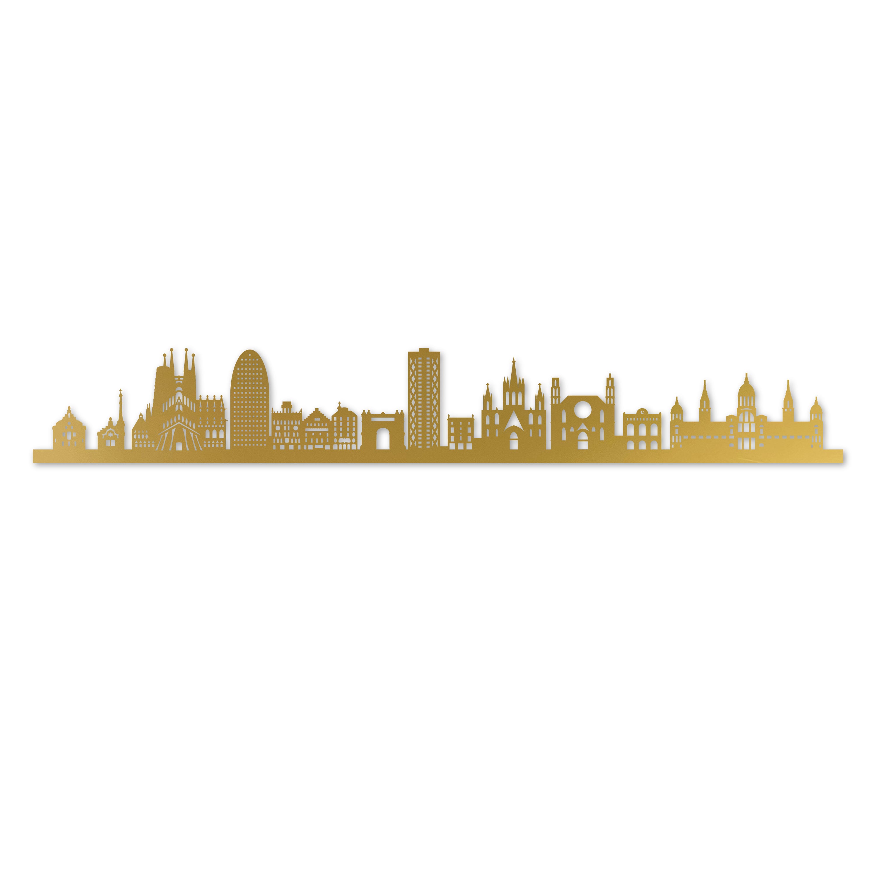Barcelona Skyline Laser Cut In Recycled Gold Acrylic