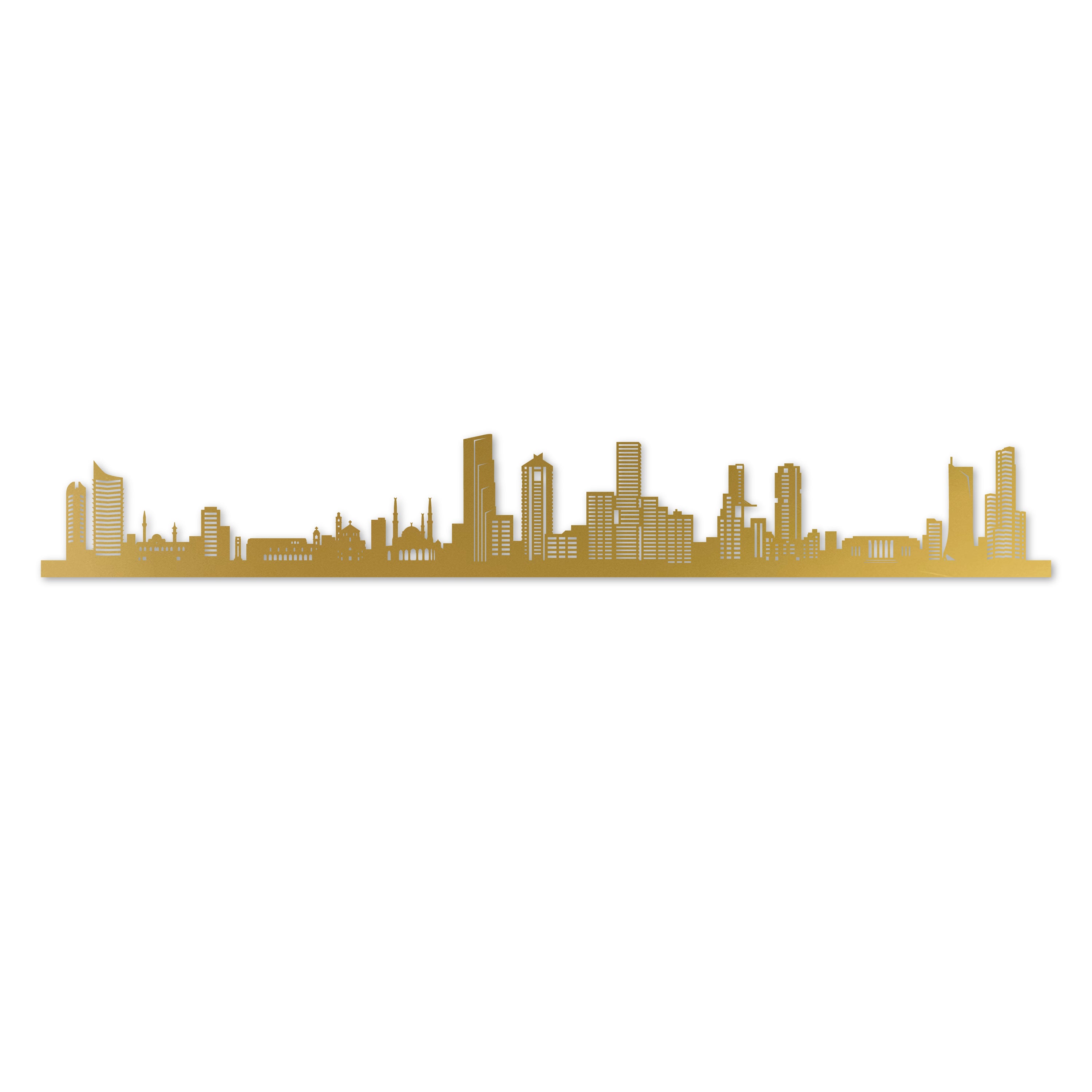 Beirut Skyline Laser Cut In Recycled Gold Acrylic