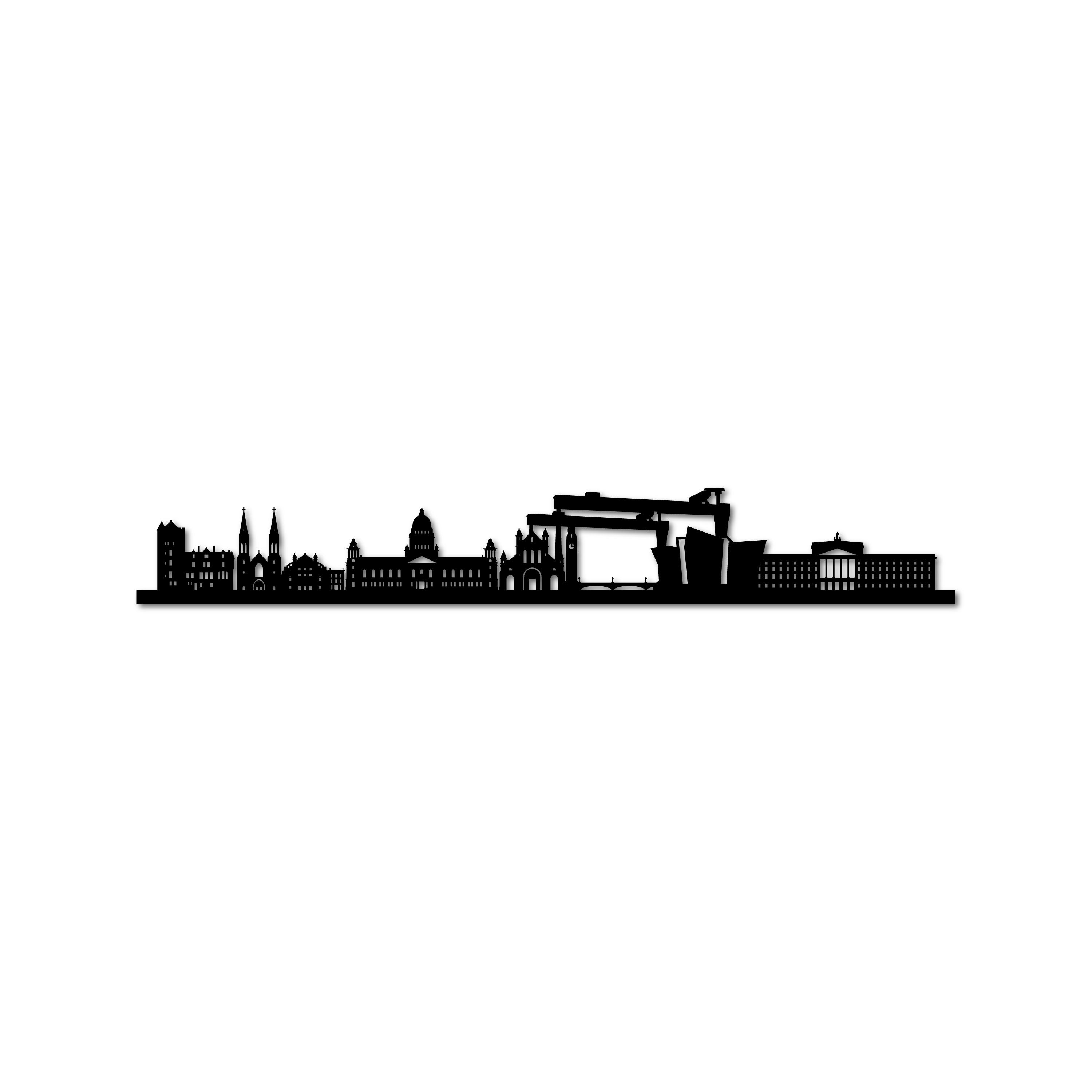 Berlin Skyline, Laser-cut in Matte Black Acrylic, on a White Background