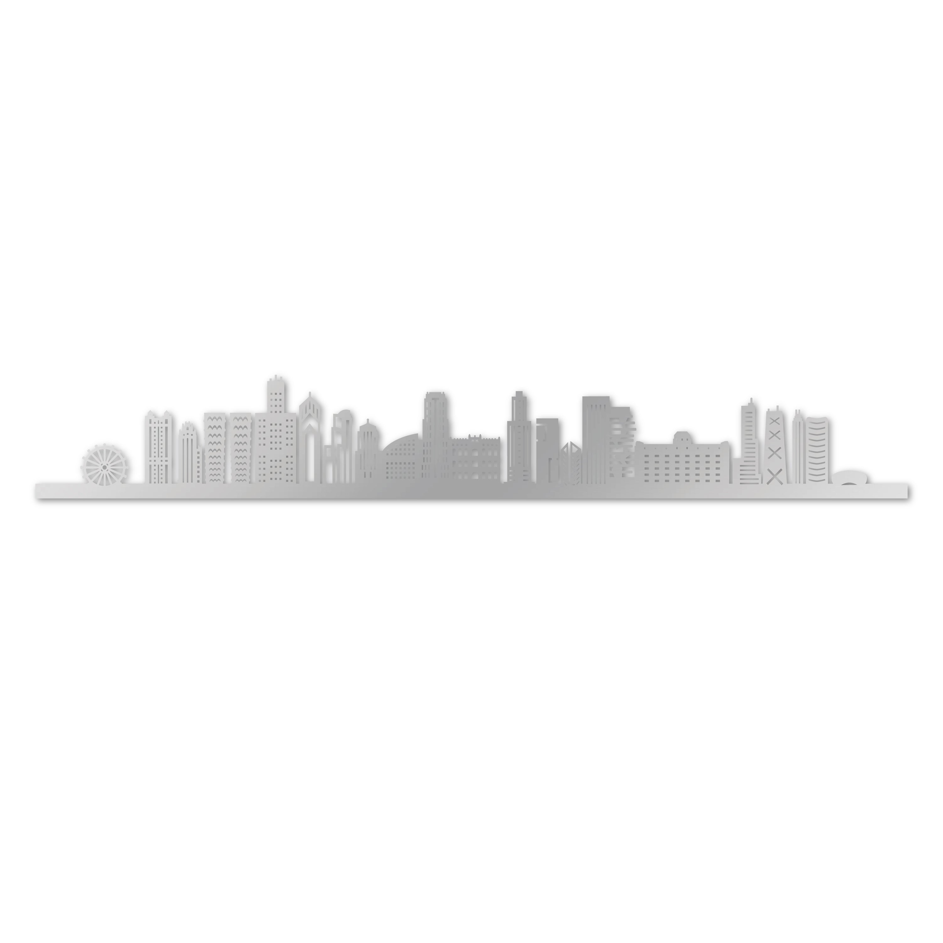 Skyline laser-cut in  reclycled acrylic on Seating Room's Wall