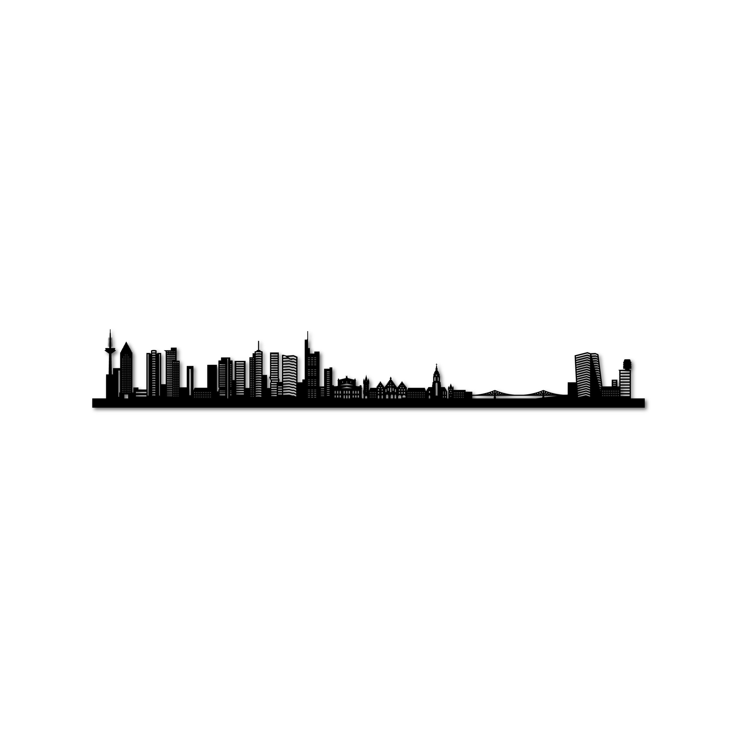 Frankfurt Skyline, Laser-cut in Matte Black Acrylic, on a White Background
