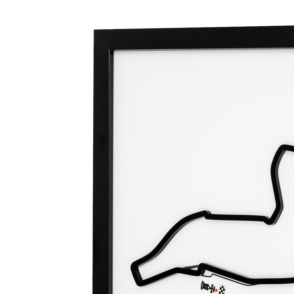 Imola  Grand Prix wall art by Siluet light theme print with black frame close-up on a white wall background