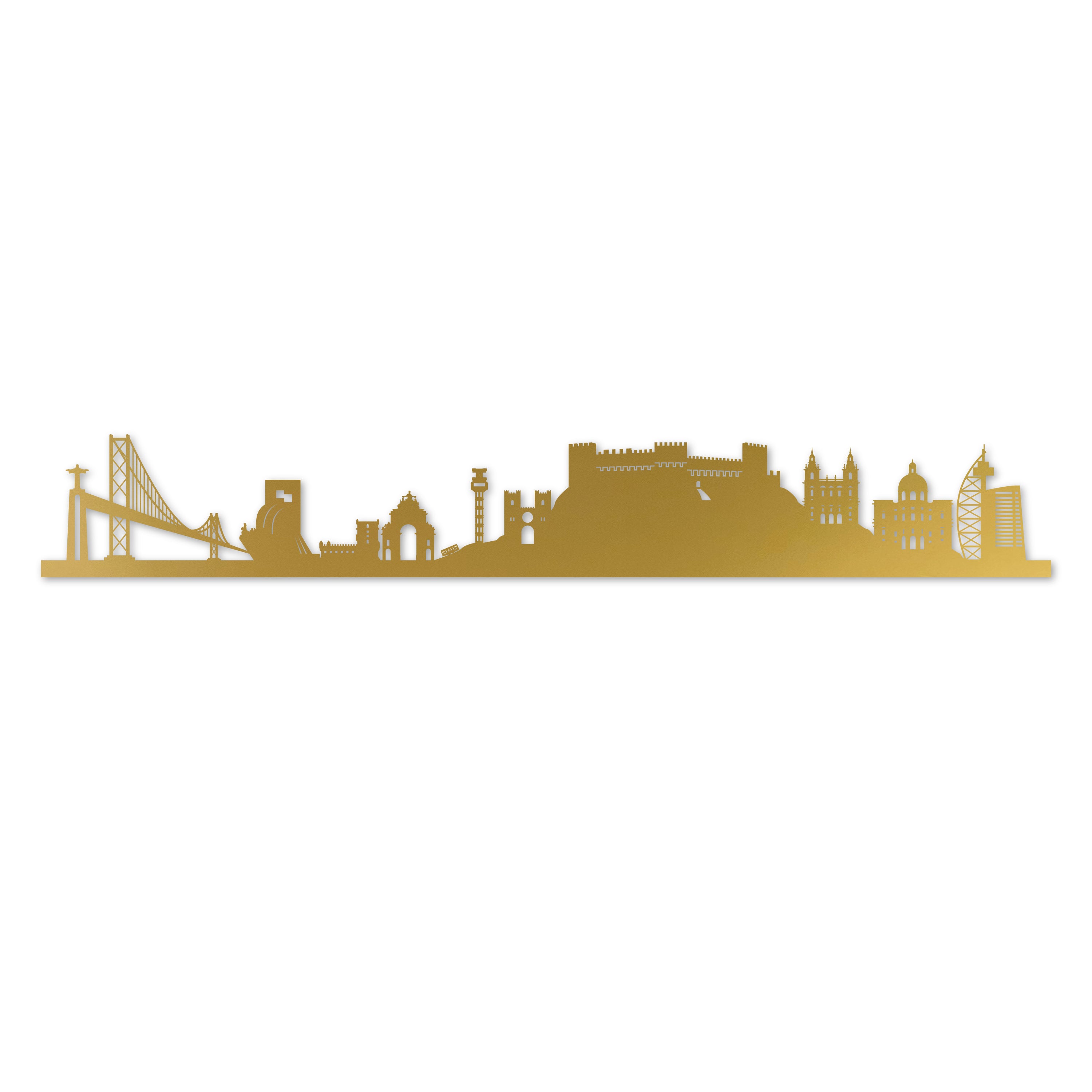 Lisbon Skyline Laser Cut In Recycled Gold Acrylic