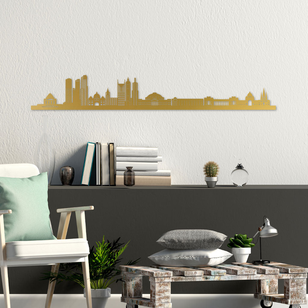 Melbourne Skyline laser-cut in Gold reclycled acrylic on Seating Room's Wall