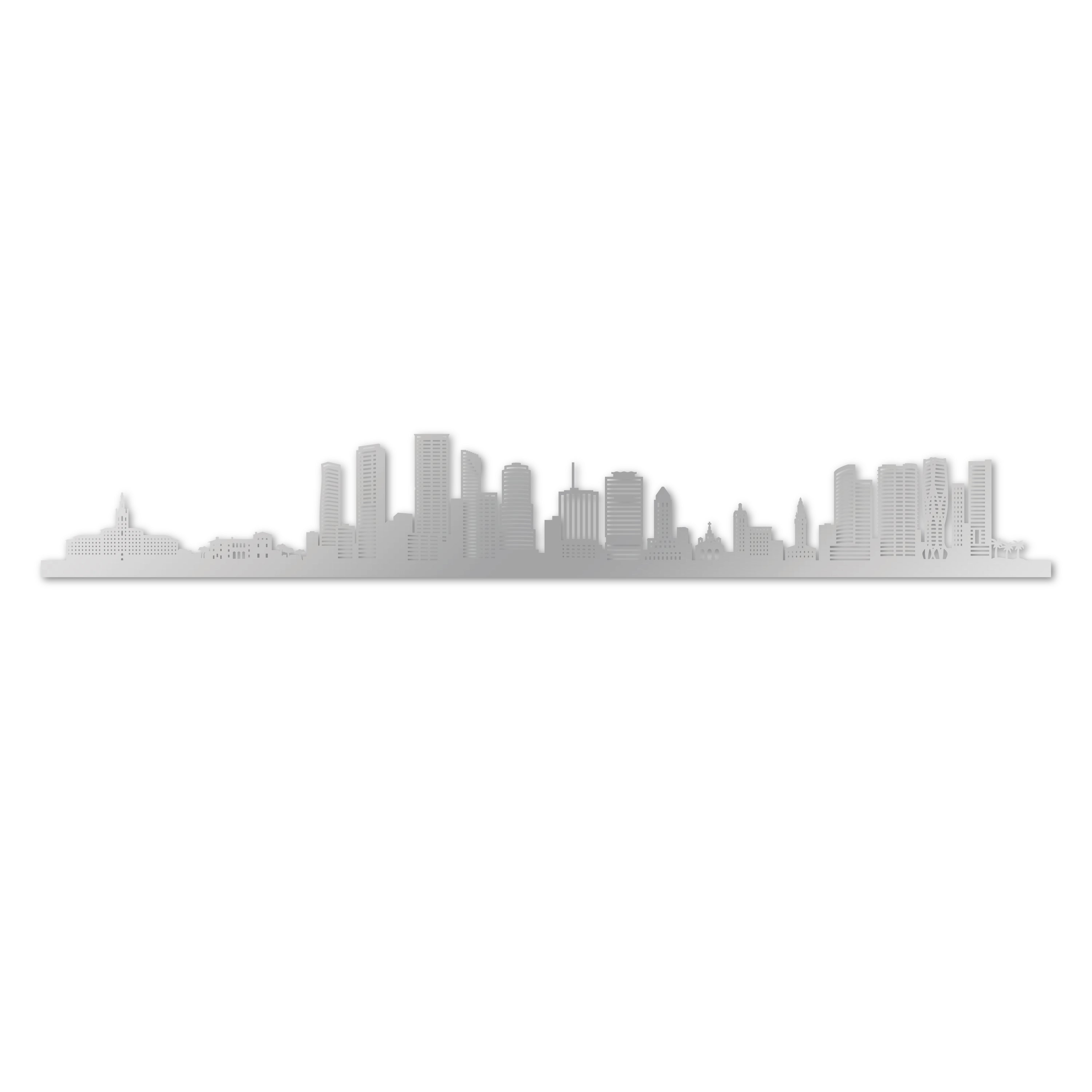 Miami Skyline, Laser-cut in Matte Black Acrylic, on a White Background