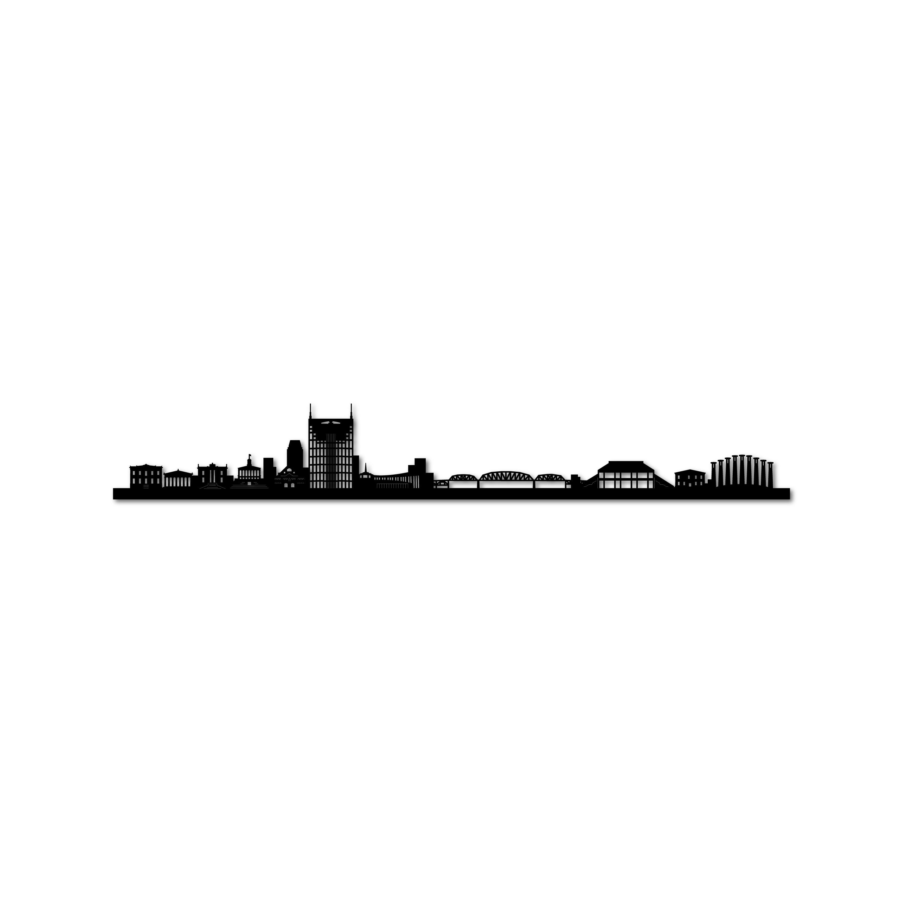 Nashville Skyline, Laser-cut in Matte Black Acrylic, on a White Background