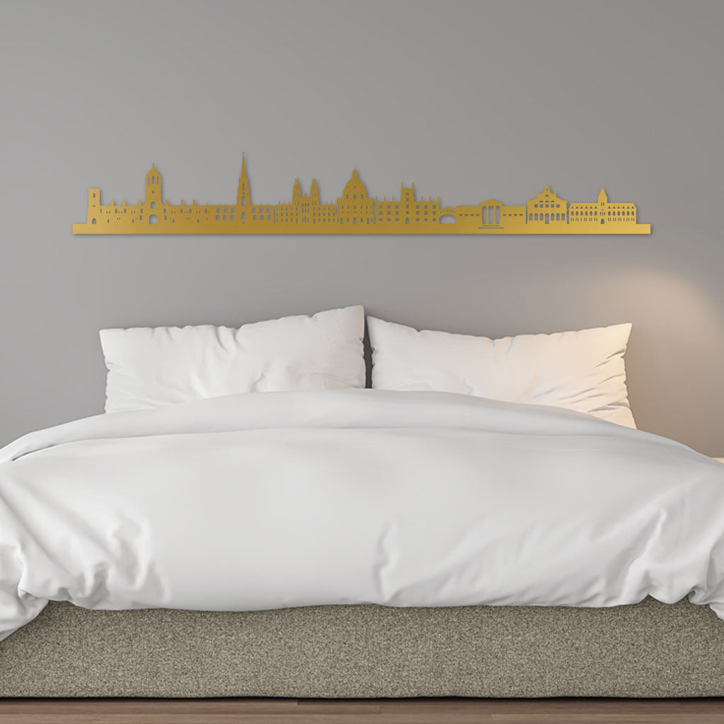 Oxford Skyline laser-cut in Gold reclycled acrylic on Seating Room's Wall