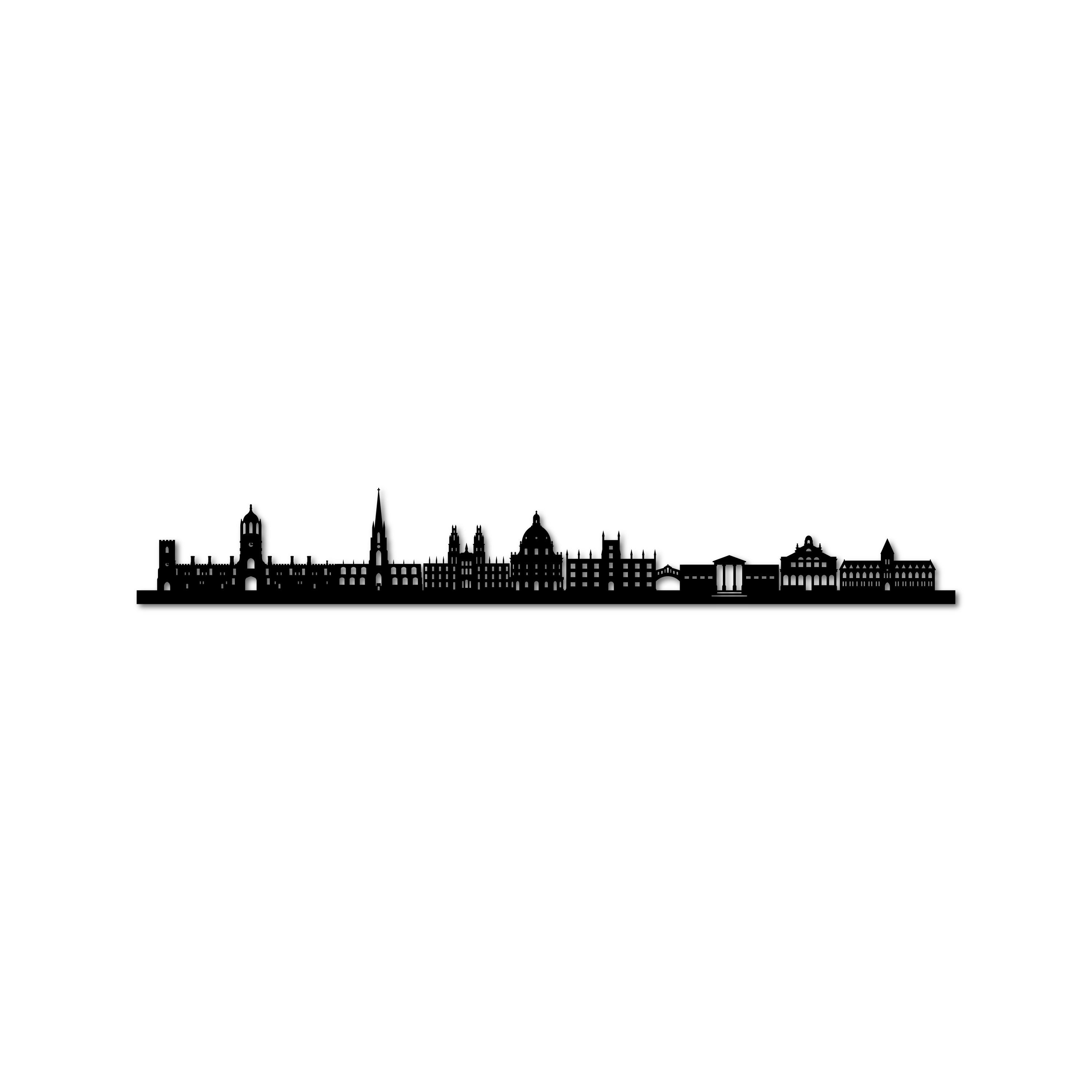 Oxford Skyline, Laser-cut in Matte Black Acrylic, on a White Background
