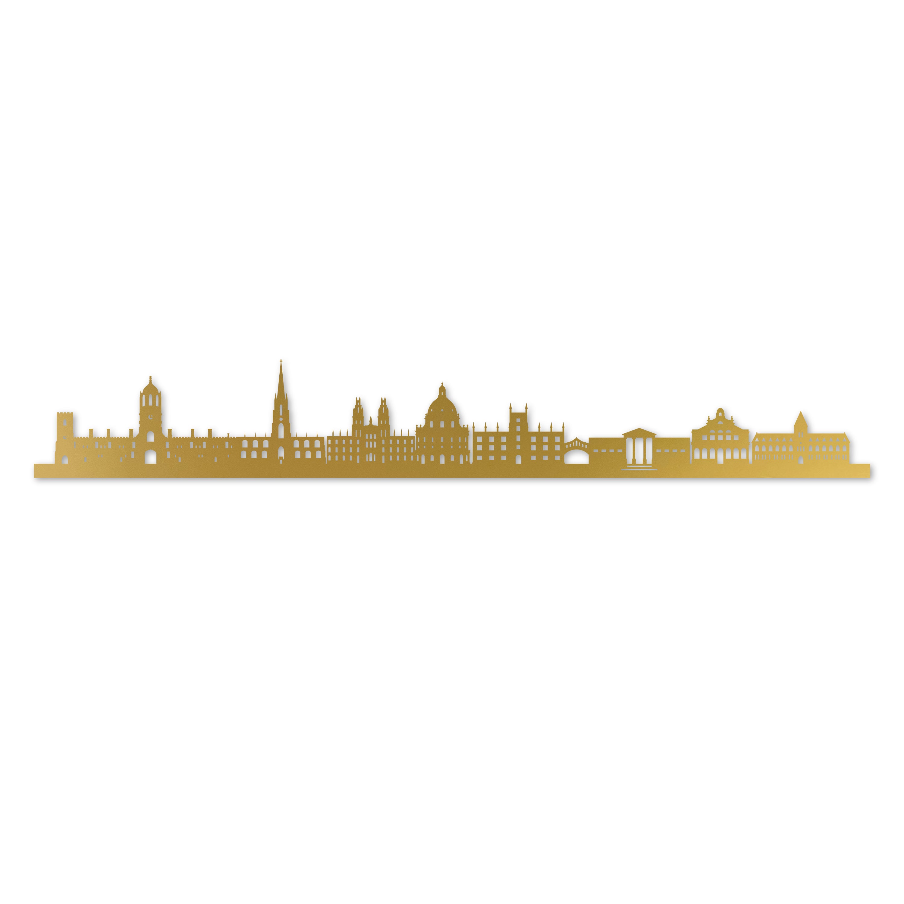 Oxford Skyline, Laser-cut in Gold Acrylic, on a White Background
