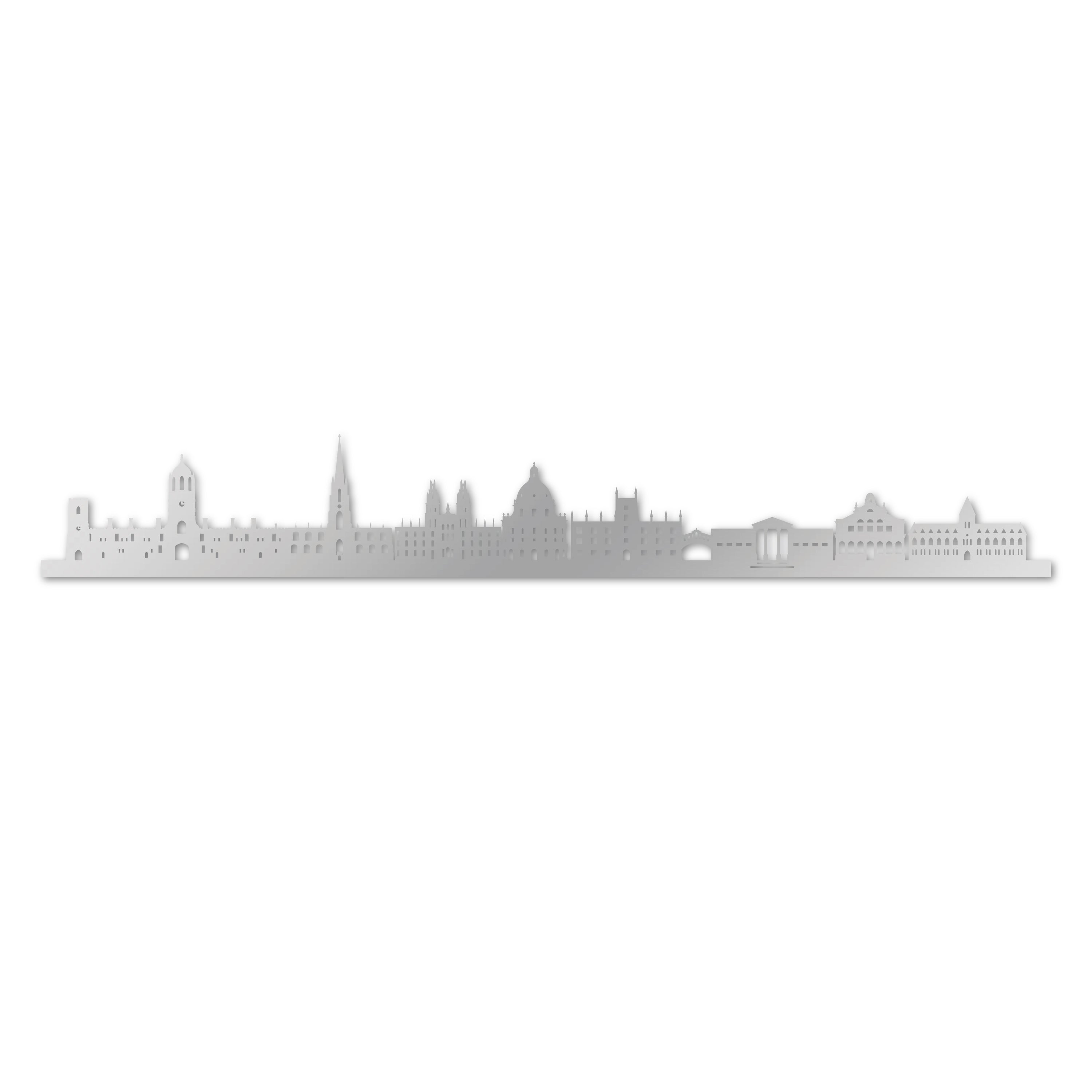 Oxford Skyline, Laser-cut in Silver Acrylic, on a White Background