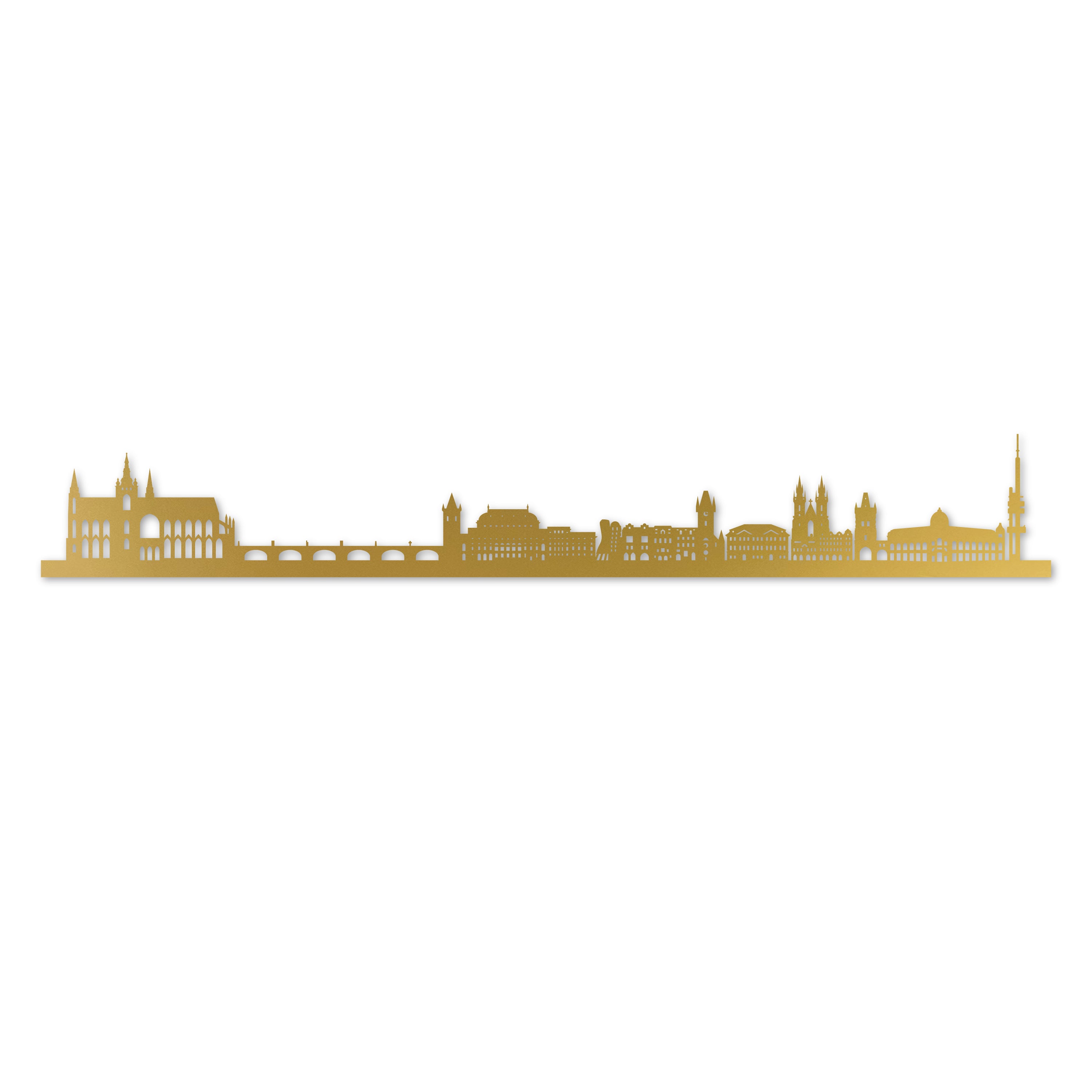 Prague Skyline Laser Cut In Recycled Gold Acrylic