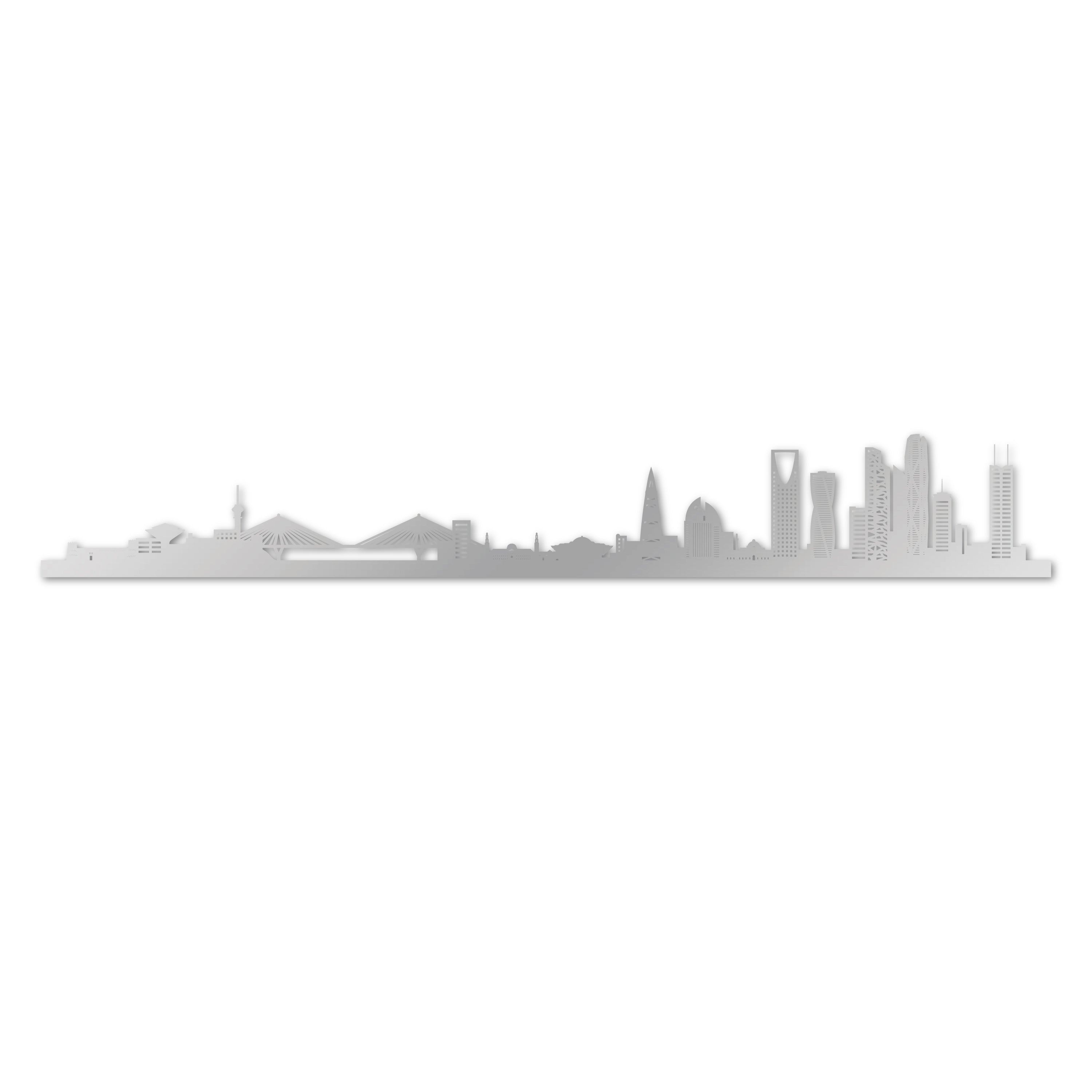 Riyadh skyline laser cut in recycled silver acrylic 