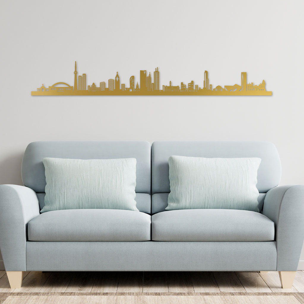 Toronto Gold Skyline by Siluet White Wall in Living Room