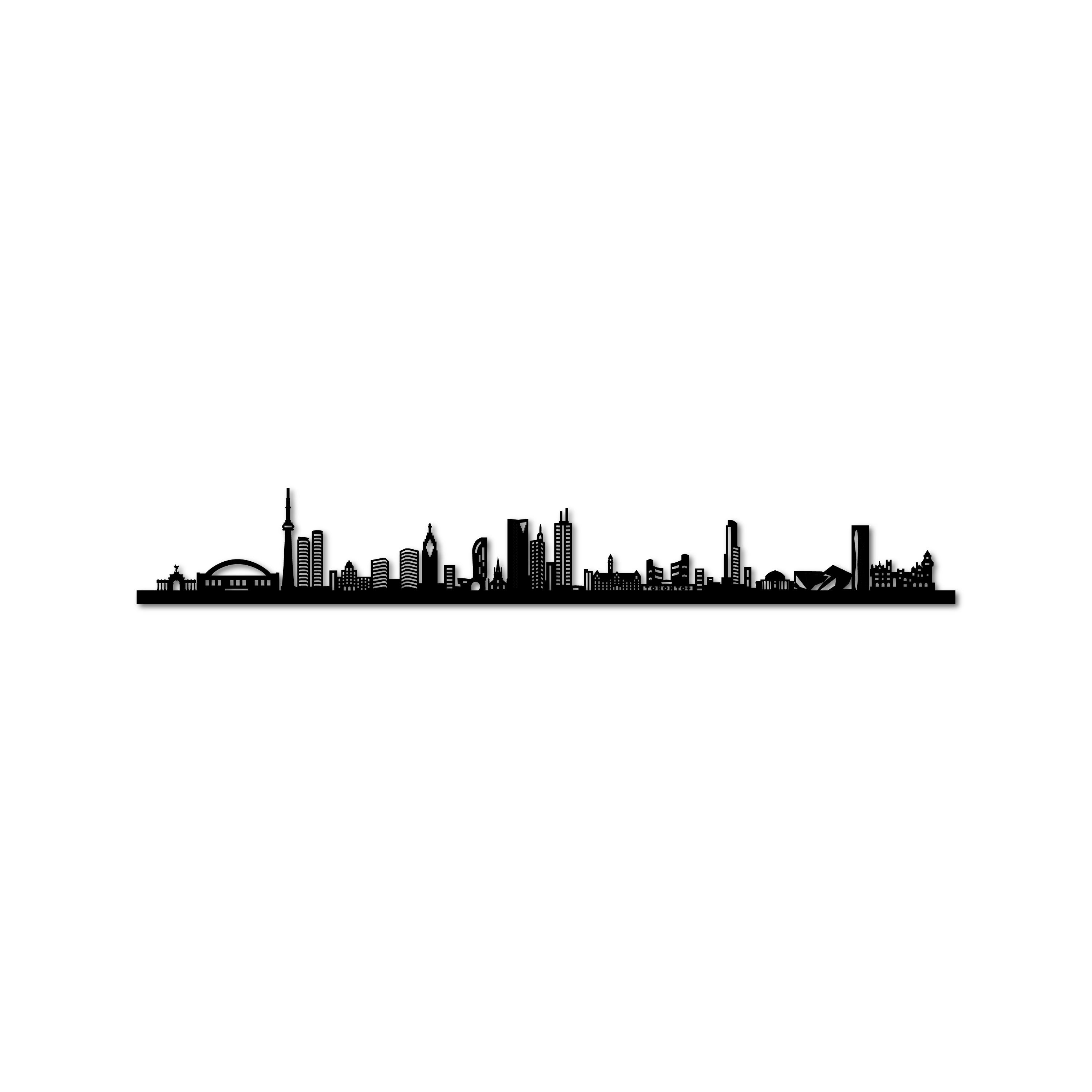 Toronto Skyline, Laser-cut in Matte Black Acrylic, on a White Background