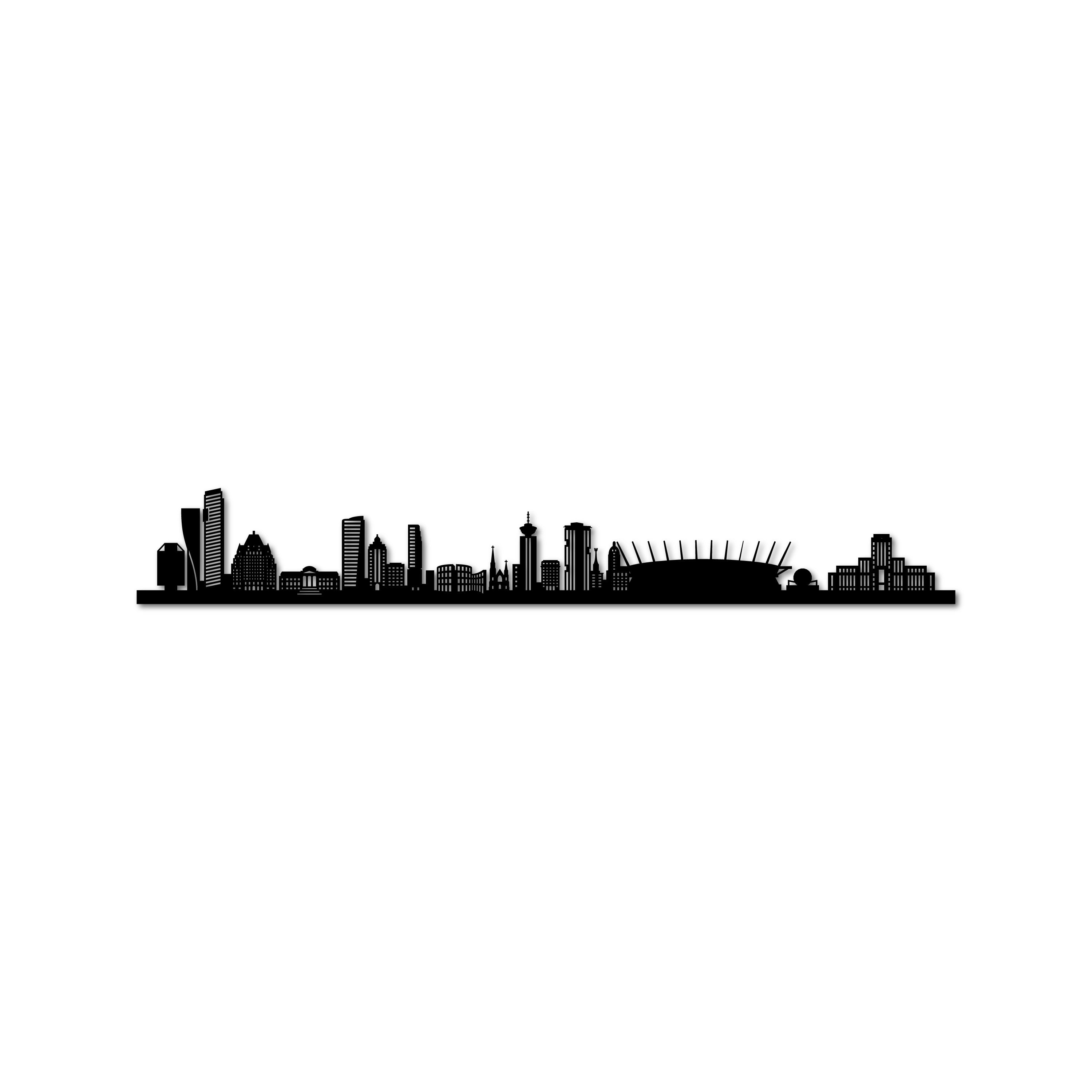 Vancouver Skyline, Laser-cut in Matte Black Acrylic, on a White Background