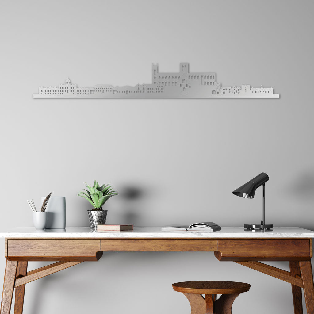 York Skyline laser-cut in Silver reclycled acrylic on Seating Room's Wall