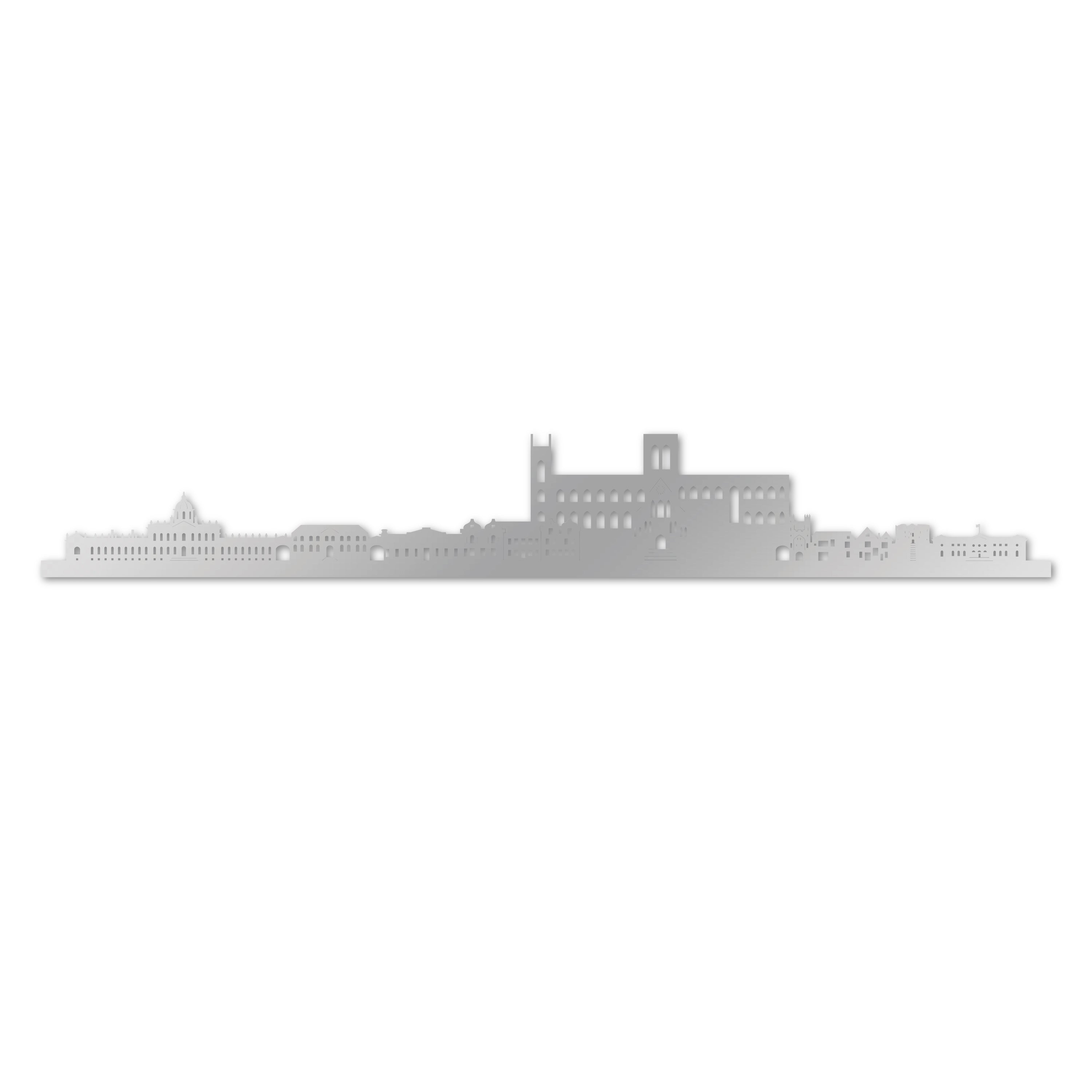 York Skyline, Laser-cut in Silver Acrylic, on a White Background