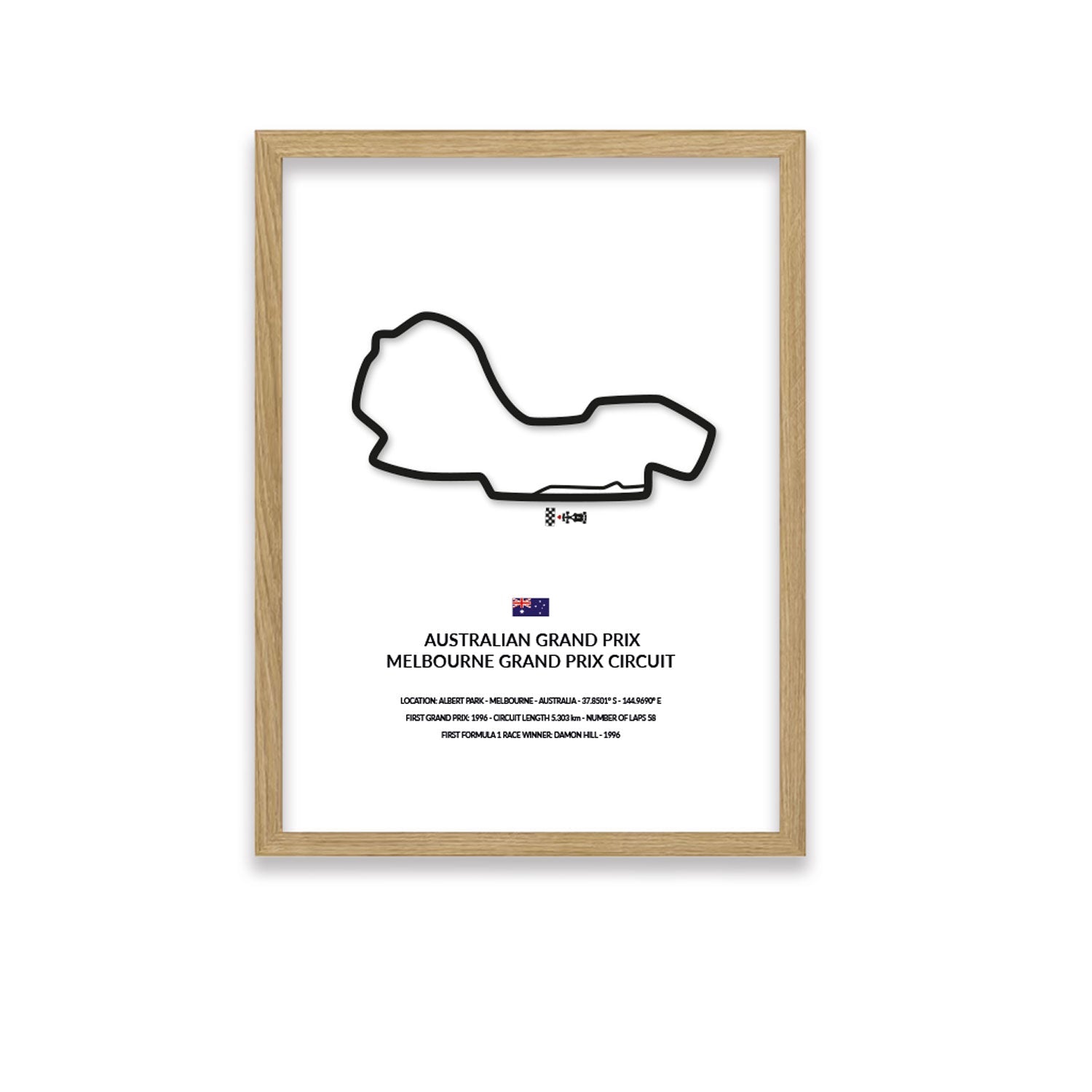 Australia Grand Prix - Melbourne - Siluet City SilhouettesWall artGPMEL3040LOGPMEL3040LOOak Effect Frame