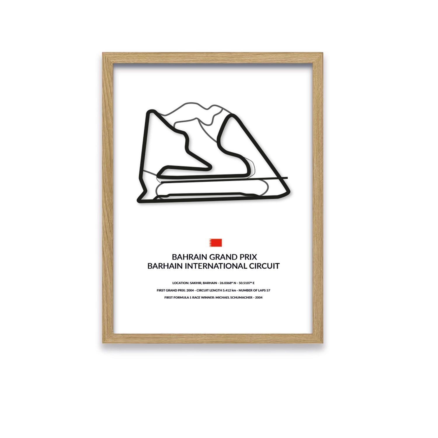 Bahrain Grand Prix - Sakhir - Siluet City SilhouettesWall artGPBAH3041LOGPBAH3041LOOak Effect Frame