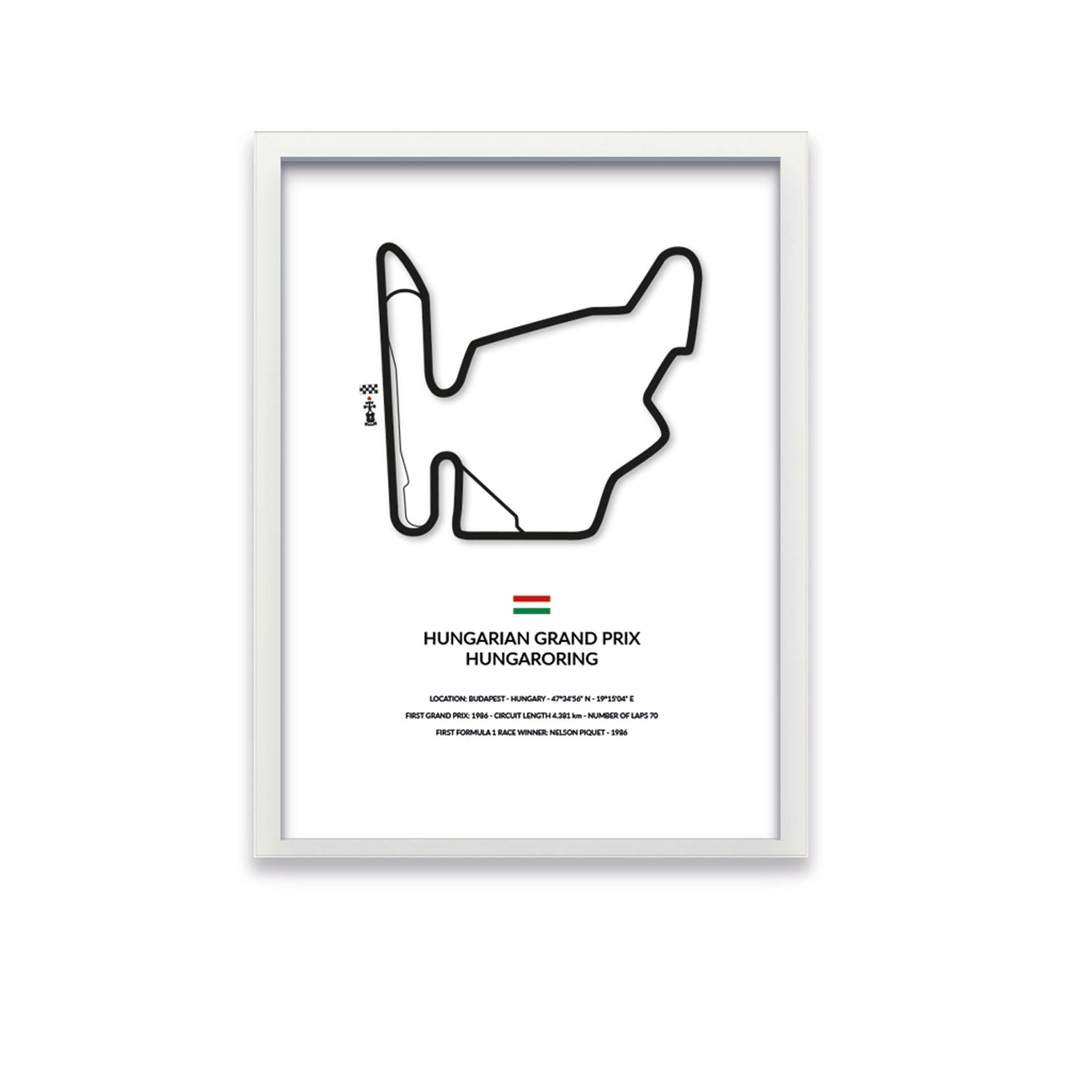 Hungarian Grand Prix - Hungaroring - Siluet City SilhouettesWall artGPBUD3040LWGPBUD3040LWWhite Frame