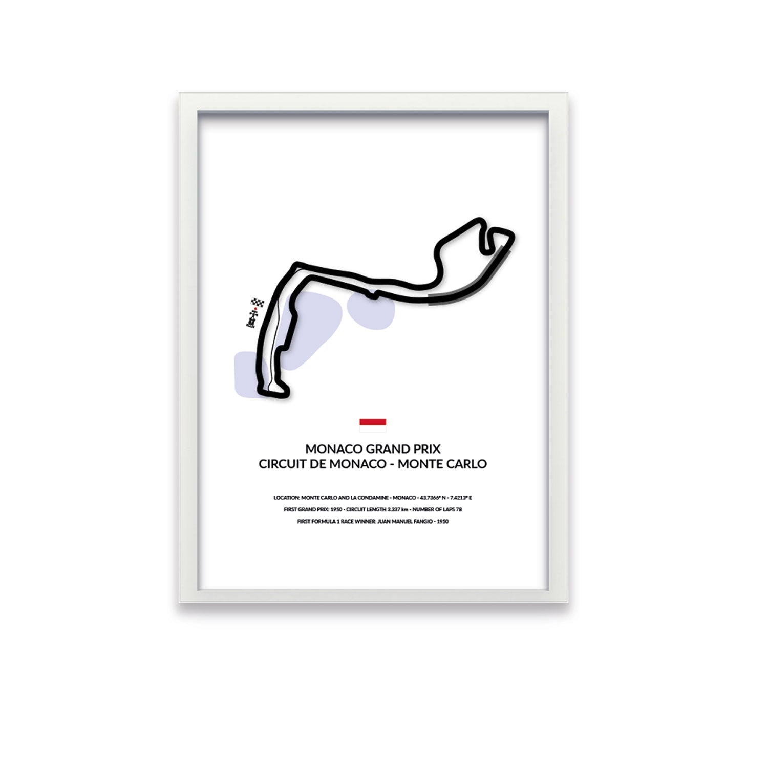 Monaco Grand Prix - Monte Carlo - Siluet City SilhouettesWall artGPMUC3040LWGPMUC3040LWWhite Frame