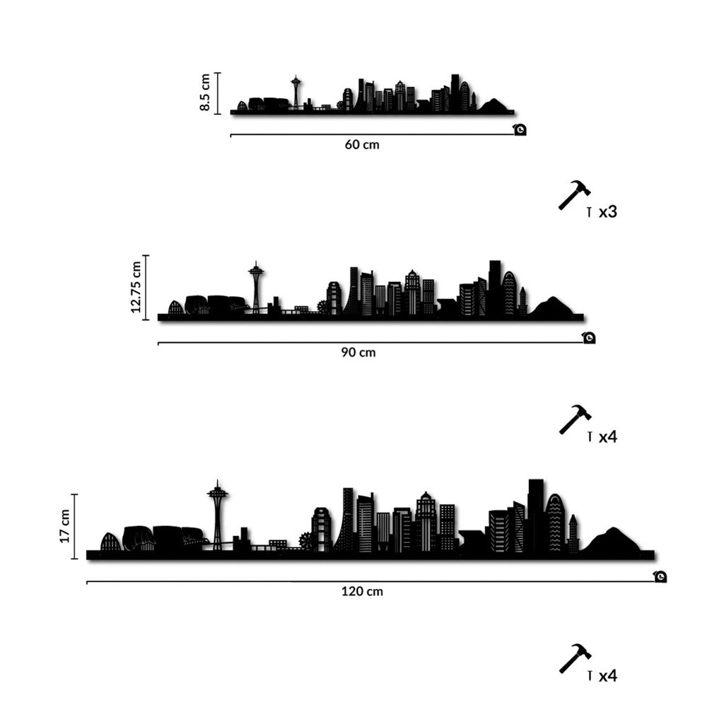 Seattle - Siluet City Silhouettes SkylineSSLSEA - YSSLSEA - YSmall - 23.6 in - 60 cmSilverYes, please