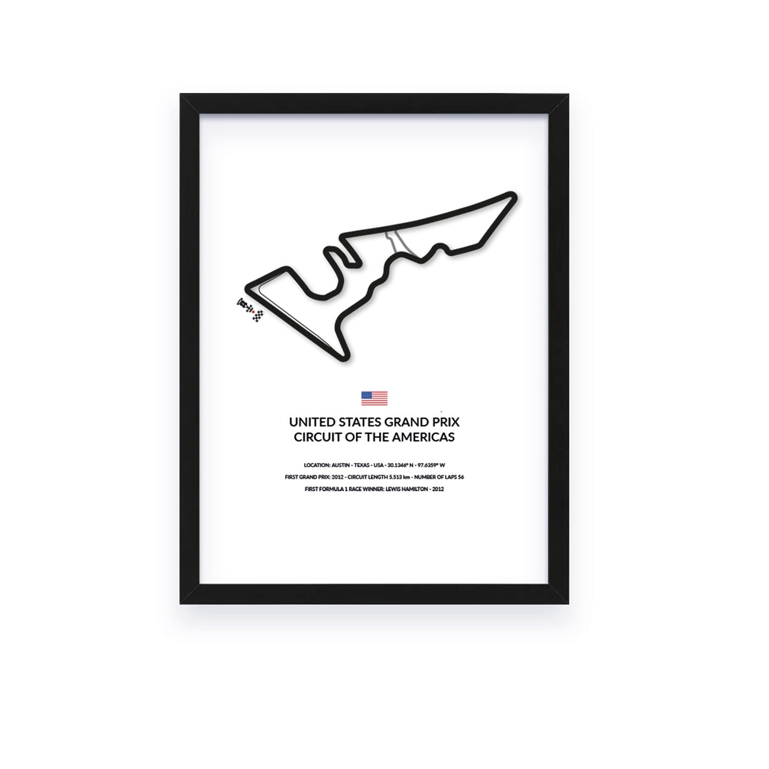 United States Grand Prix - Austin - Siluet City SilhouettesWall artGPAUS3040LBGPAUS3040LBBlack Frame