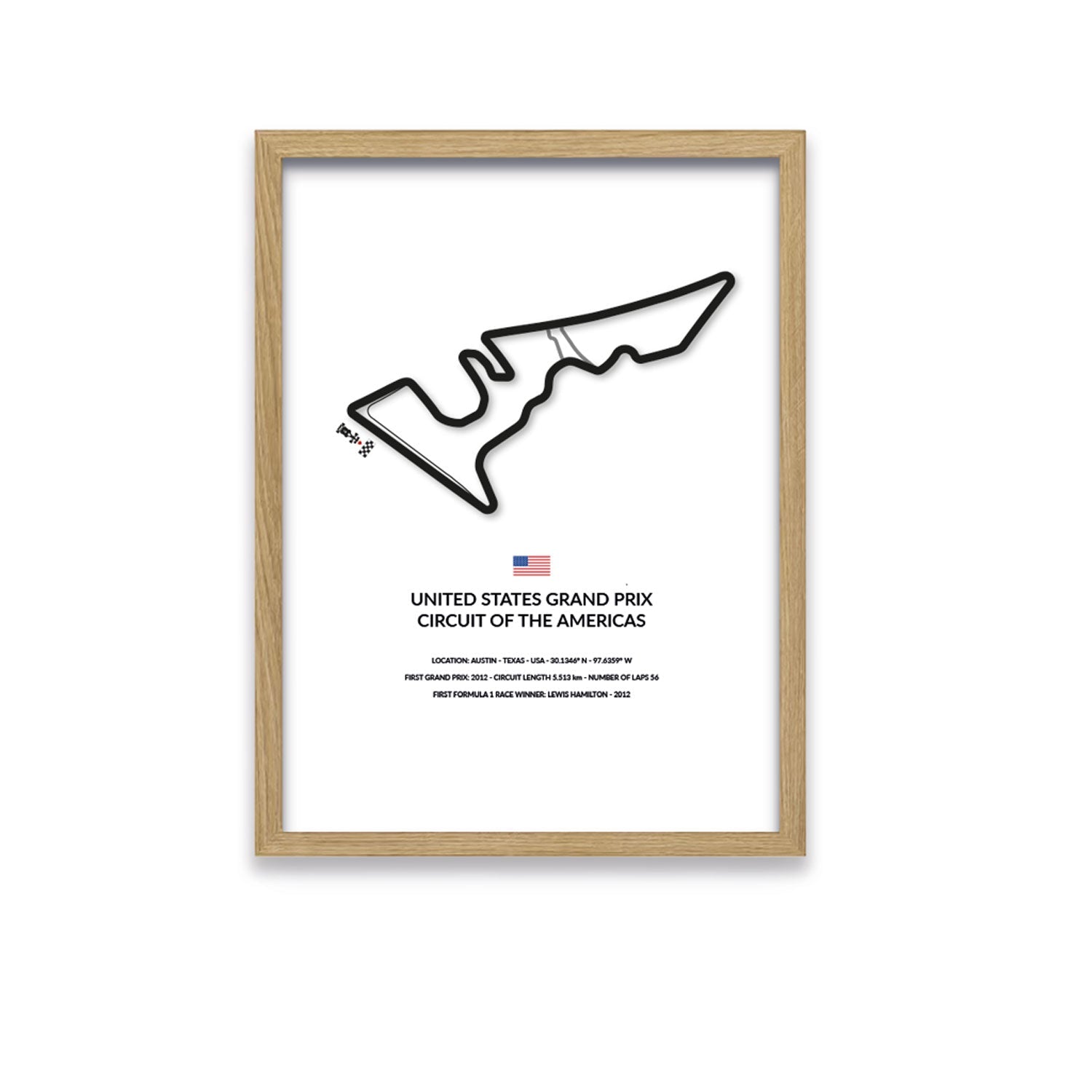 United States Grand Prix - Austin - Siluet City SilhouettesWall artGPAUS3040LOGPAUS3040LOOak Effect Frame